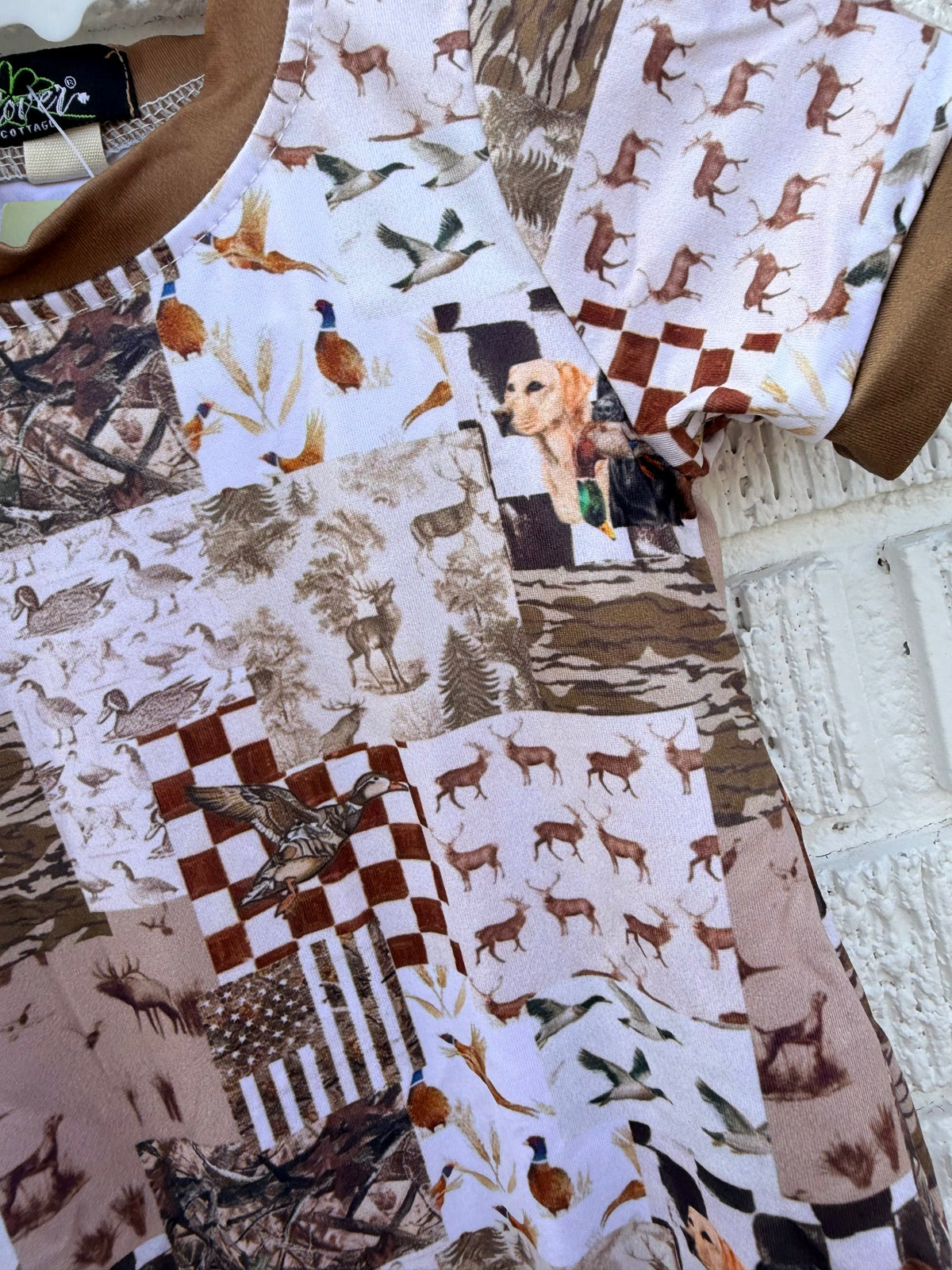 Hunting Dog Patchwork Romper