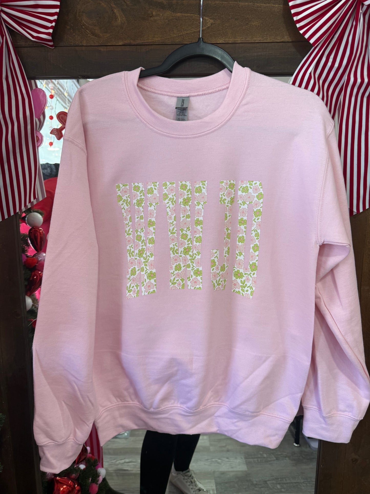 Baby Pink Floral WWJD Sweatshirt