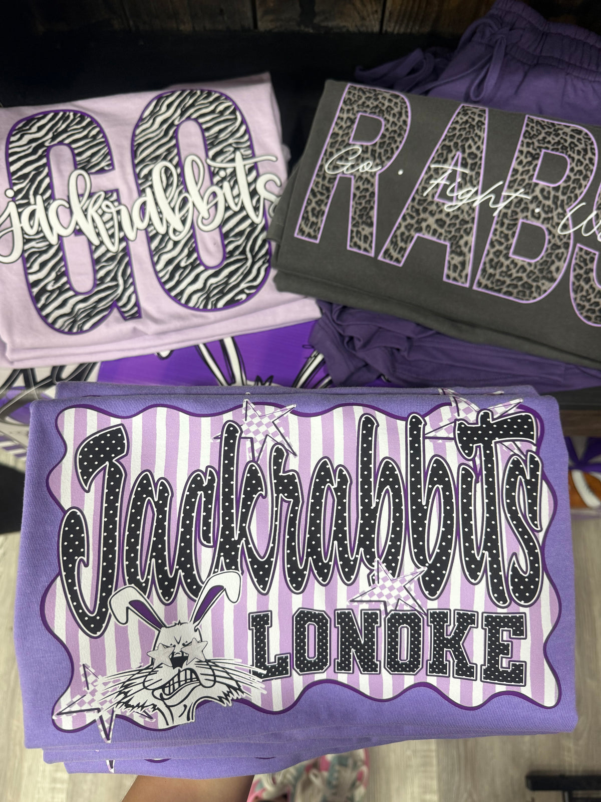 Purple & White Striped Polkadot Jackrabbits Comfort Colors T-Shirt