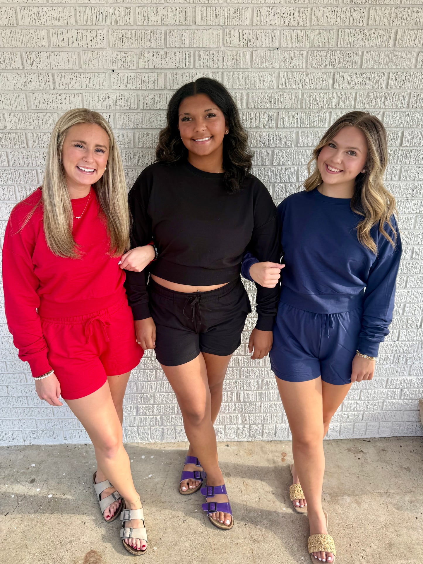 Black French Terry Sweatshirt w/ Shorts Loungewear Activewear Set