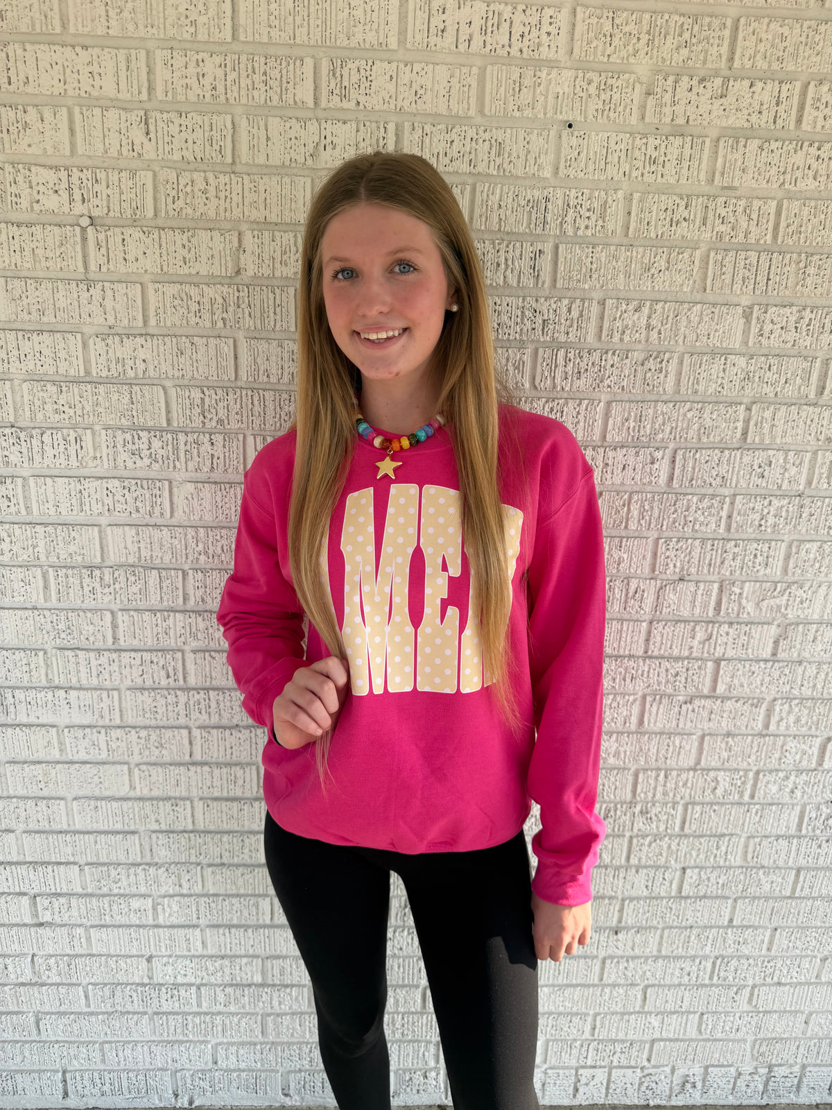 Hot Pink Polka AMEN dot Gildan Sweatshirt