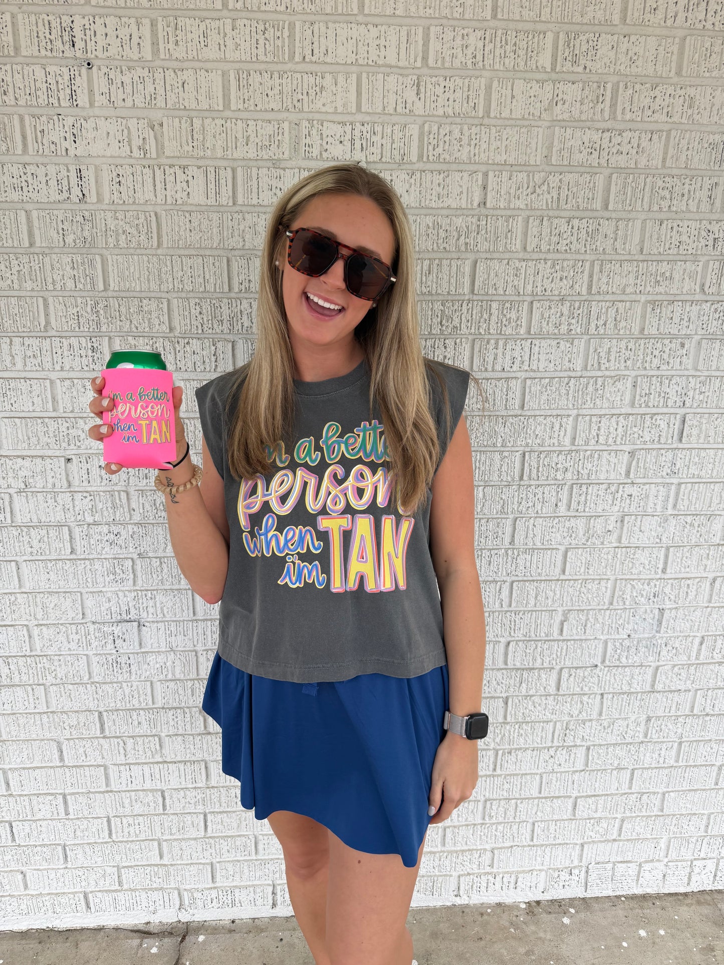 “I’m A Better Person When I’m Tan” Boxy Tank