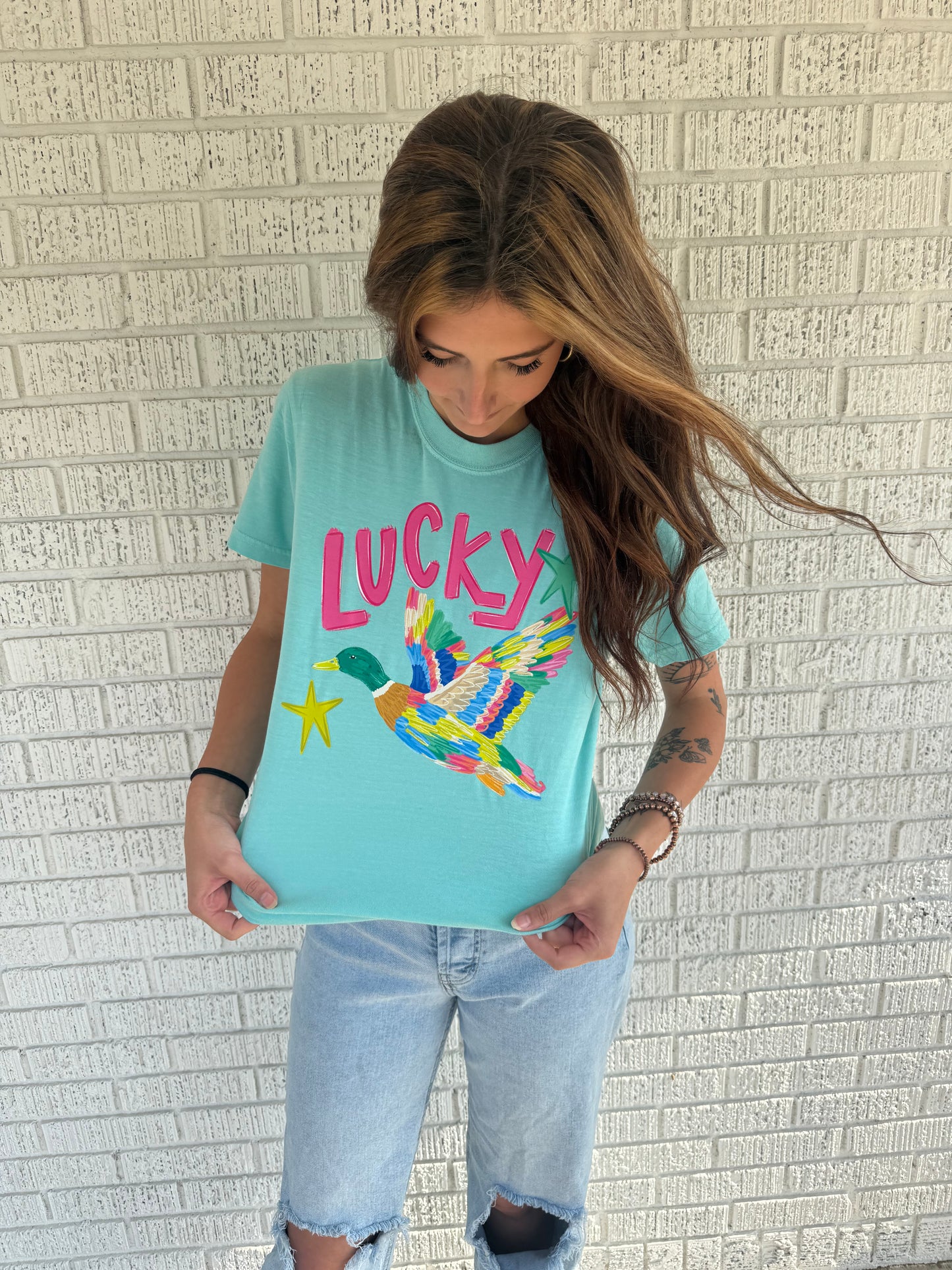 Neon Lucky Duck Comfort Colors T shirt