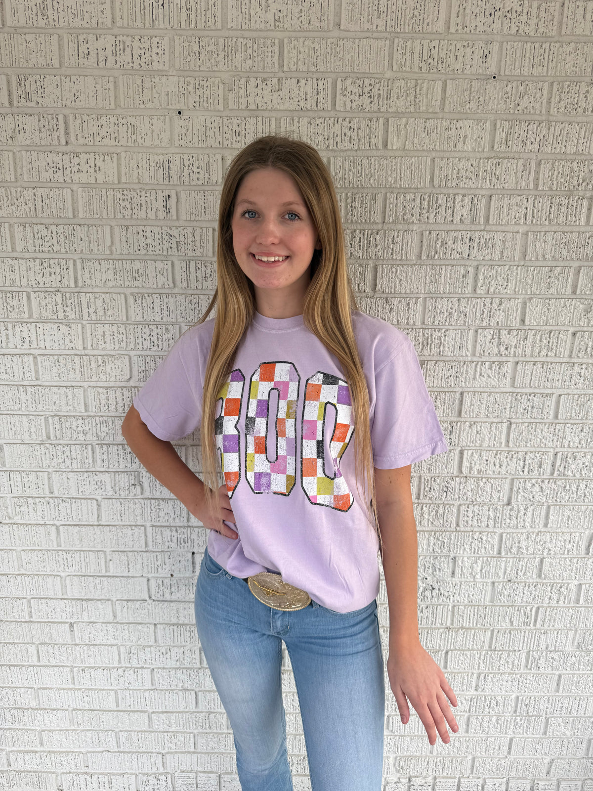 Checkered BOO Comfort Color T-Shirt
