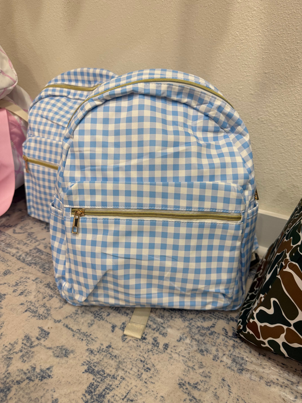 Blue Gingham Backpack