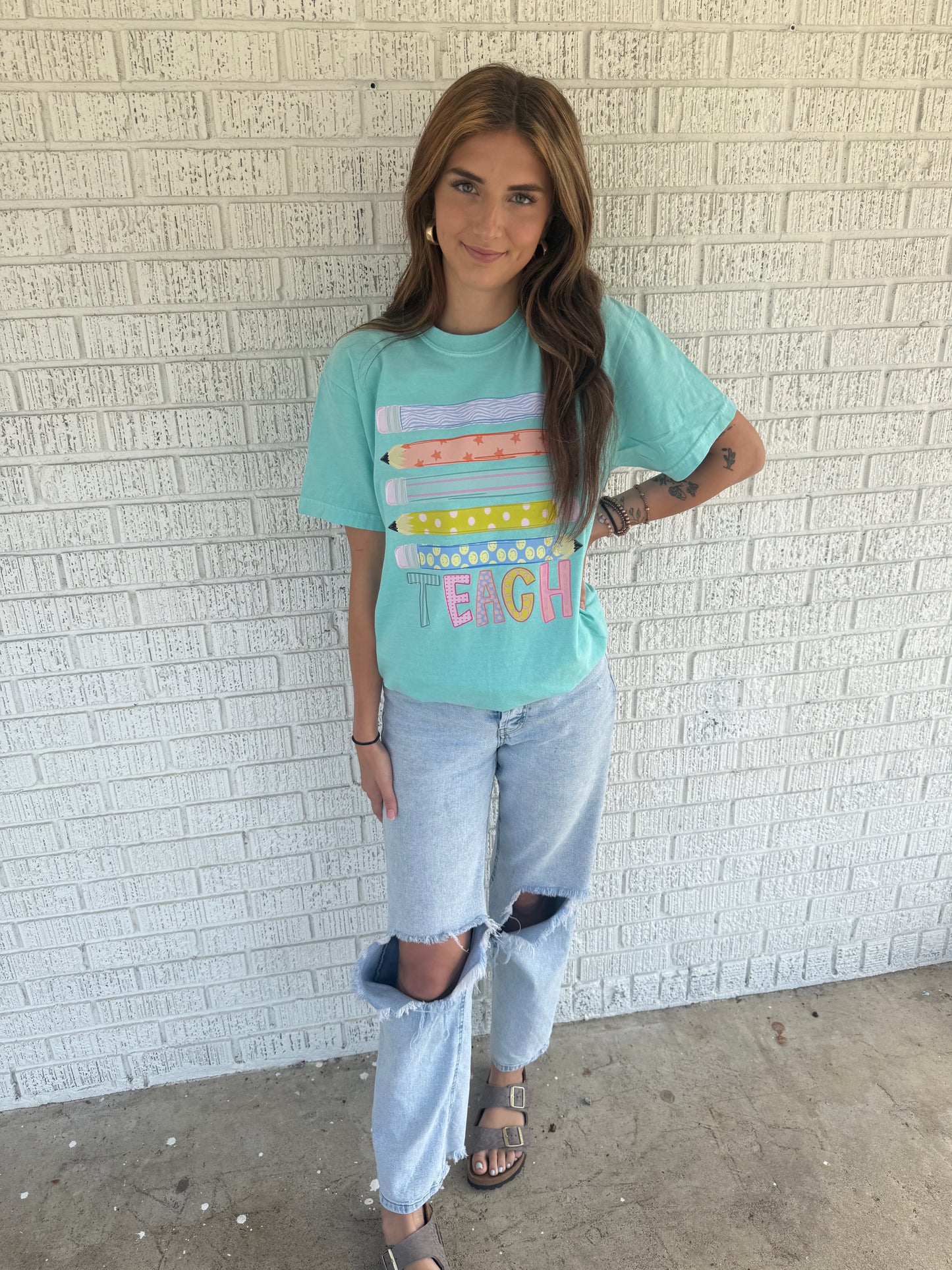Chalky Mint Pencil Teach Comfort Colors T-Shirt