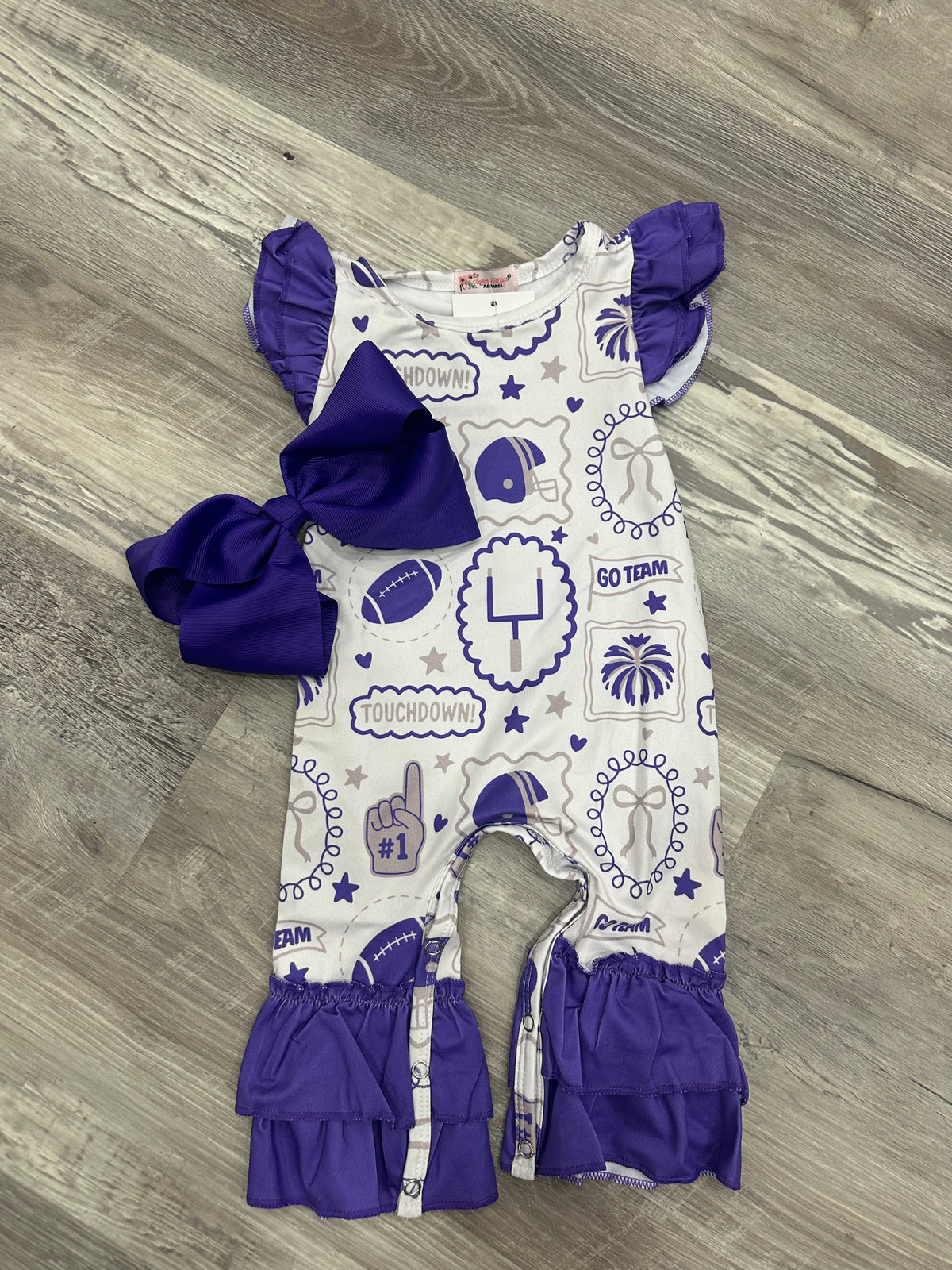 Purple & White Go Team Romper