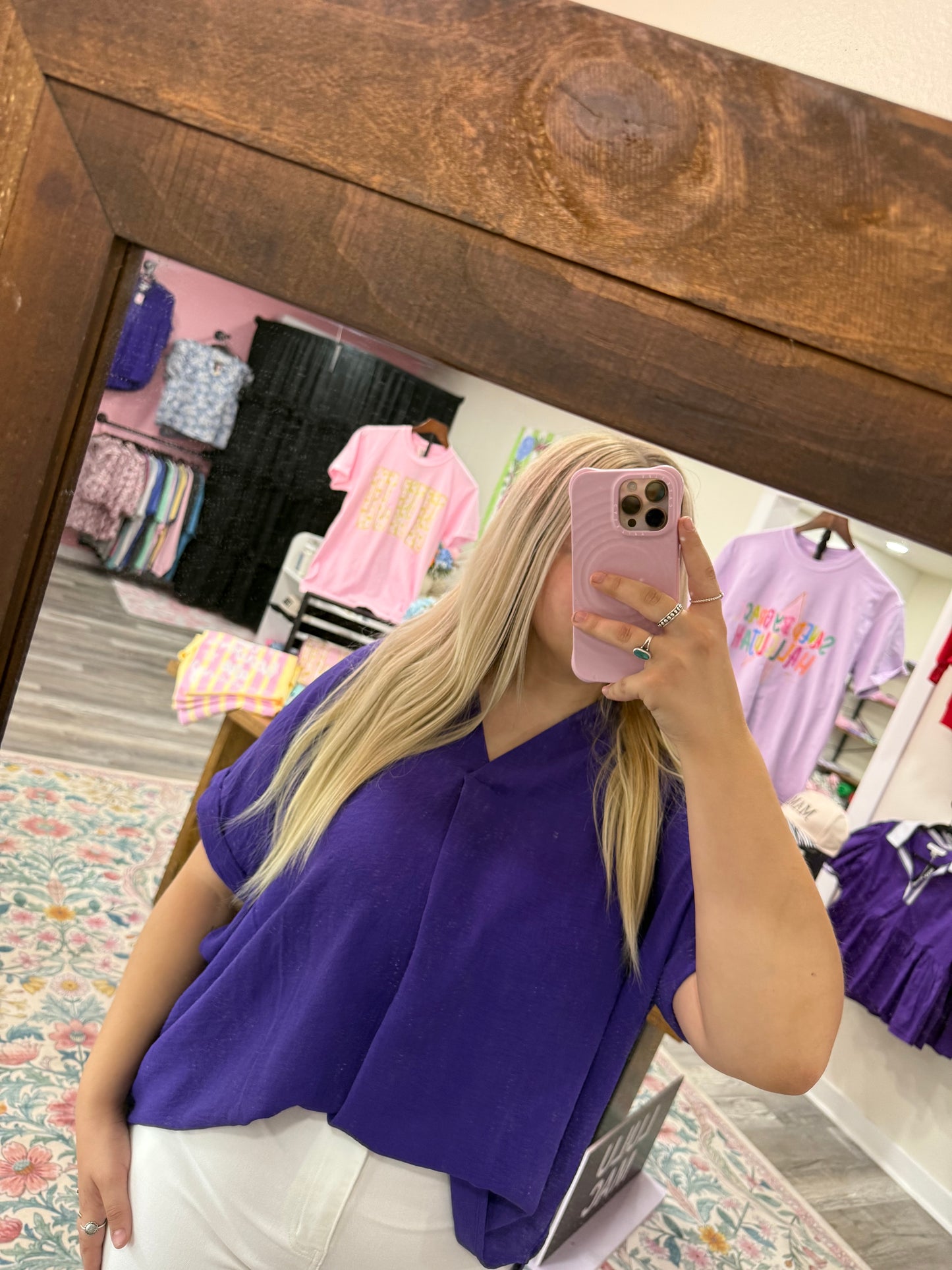 Plus Sized Purple V Neck Flowy Top