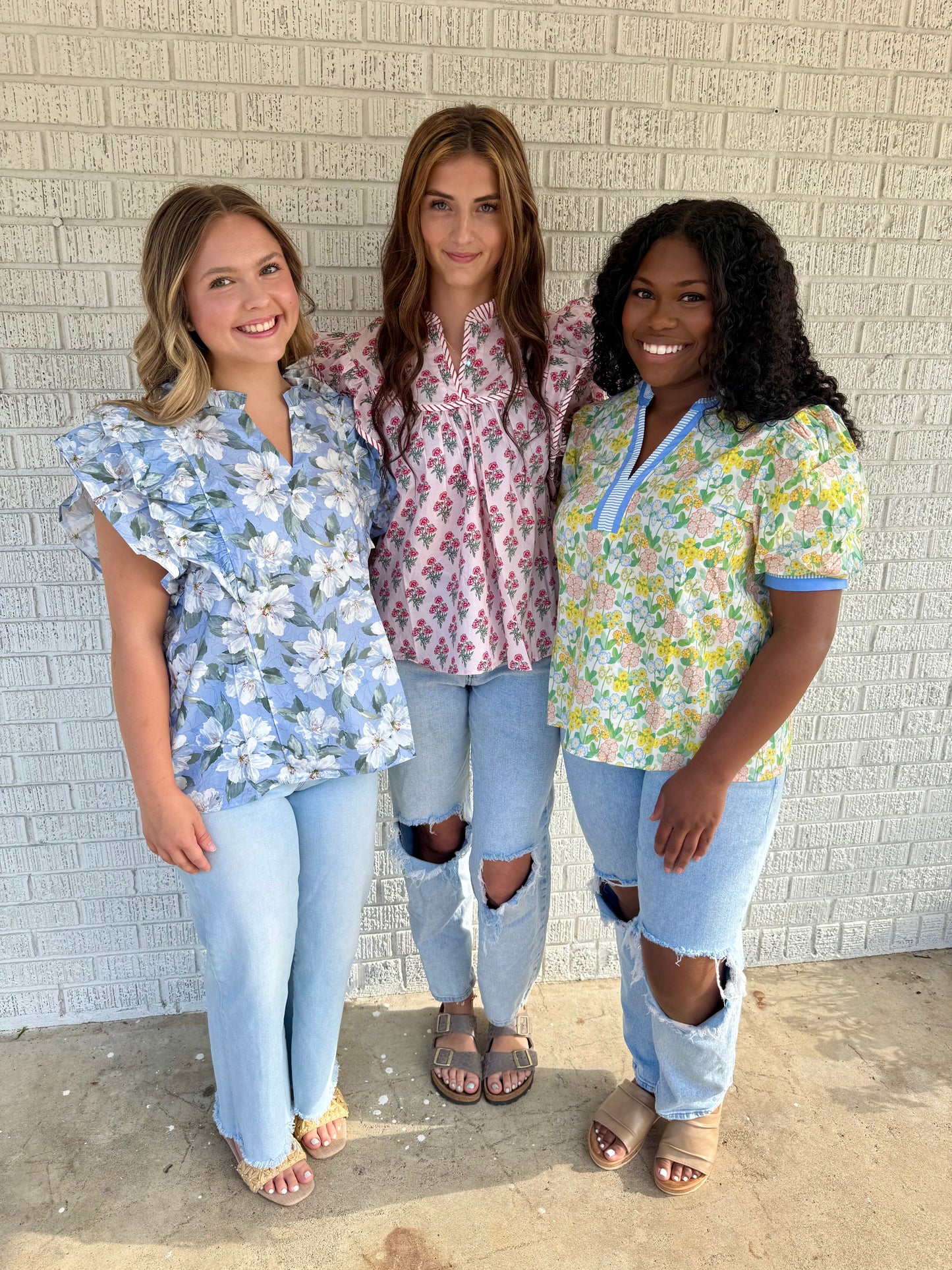 Blue Magnolia Ruffle Sleeve Top