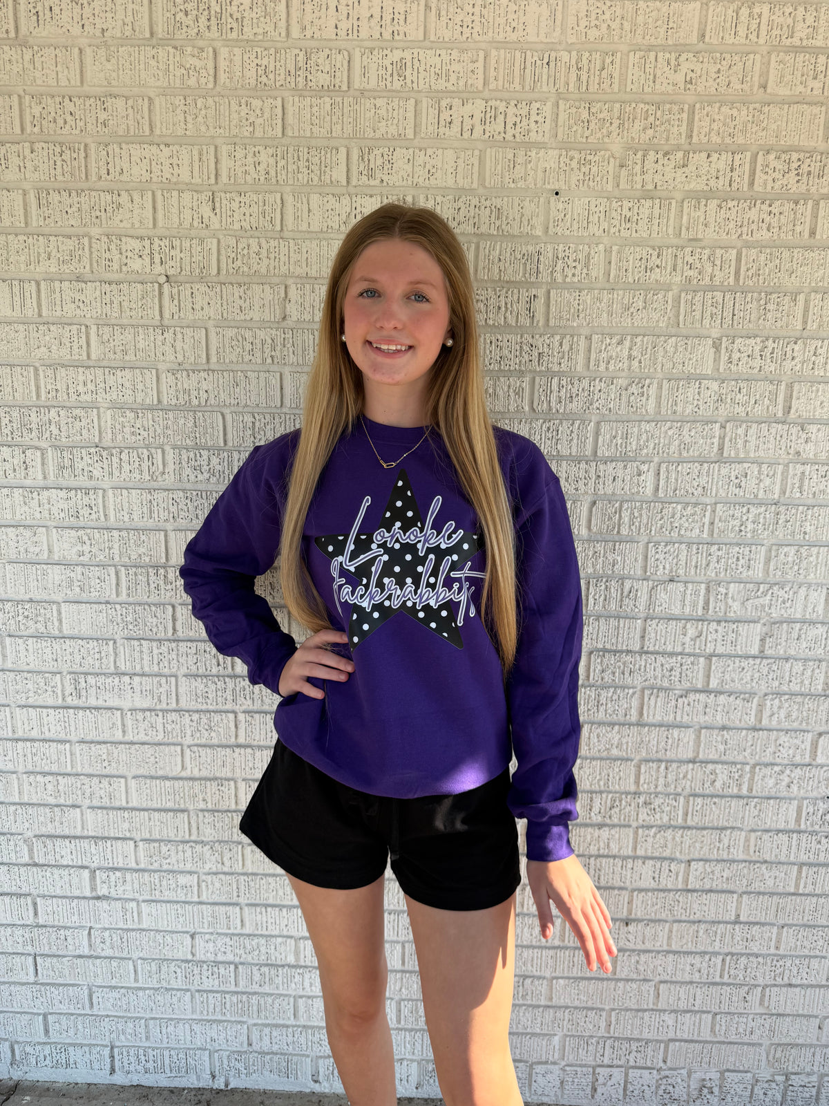 Polkadot Star Lonoke Jackrabbit Purple Gildan Sweatshirt