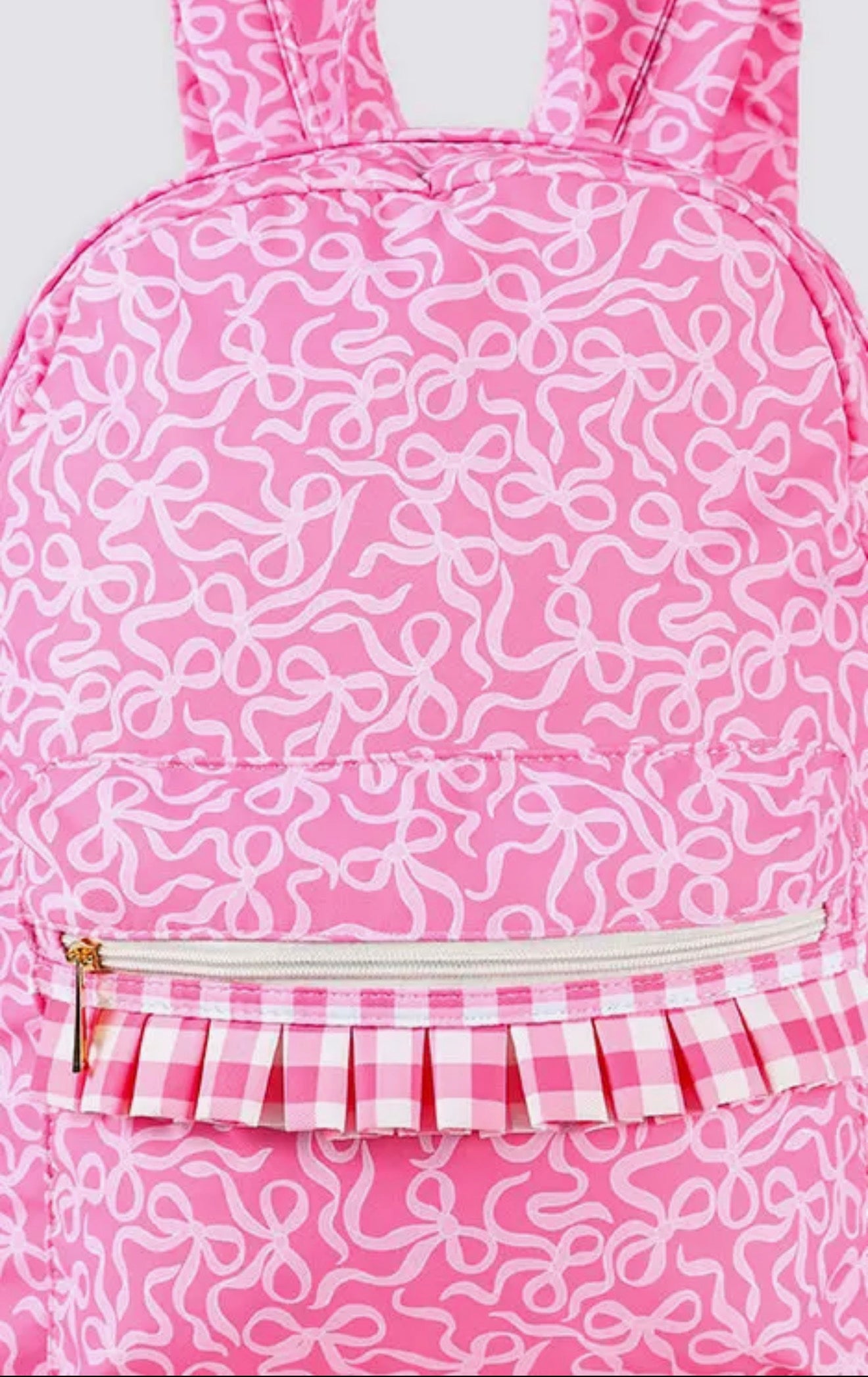 Pink Bow Gingham Ruffle Backpack