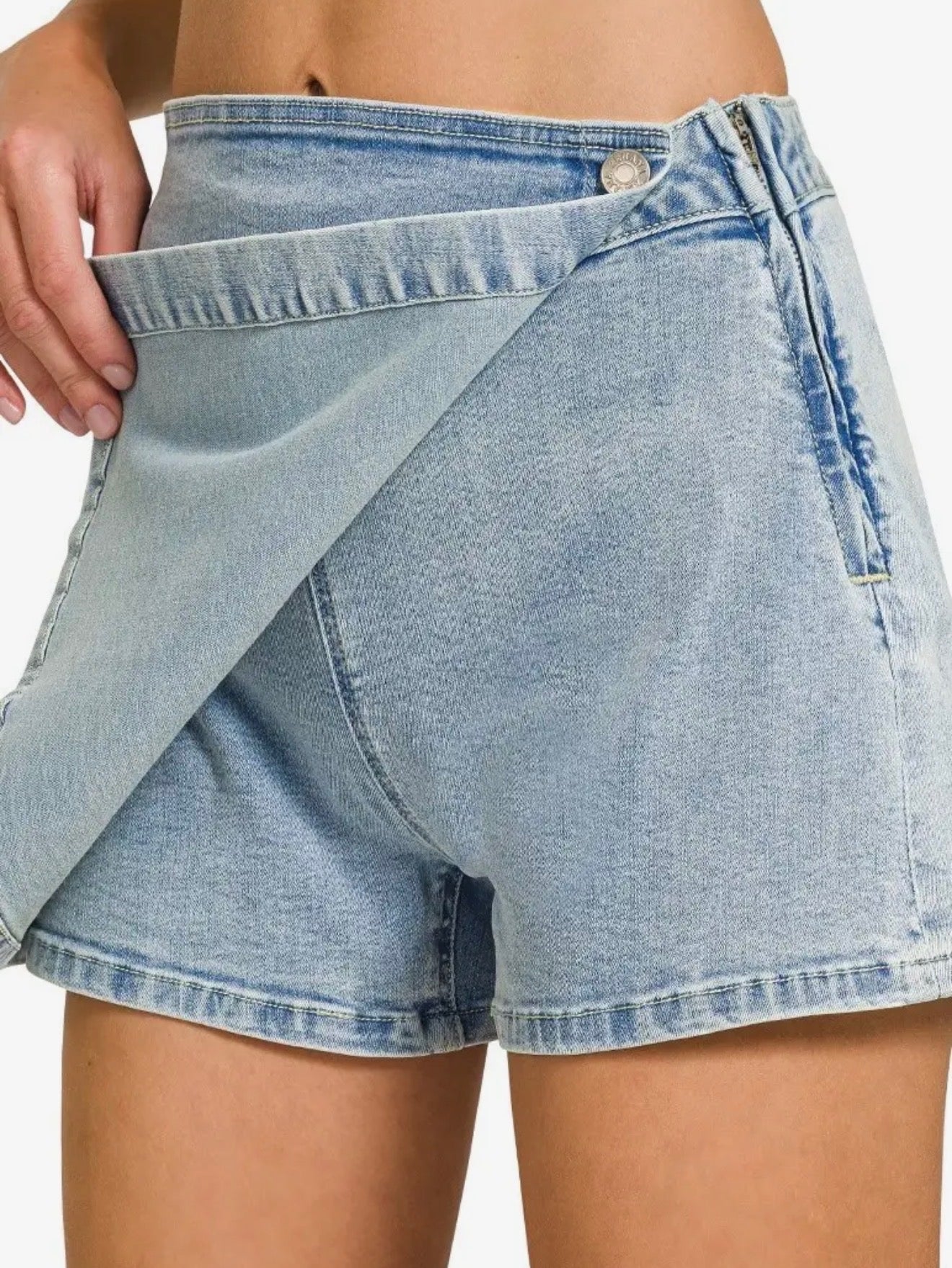 Wrap Front Skort Denim