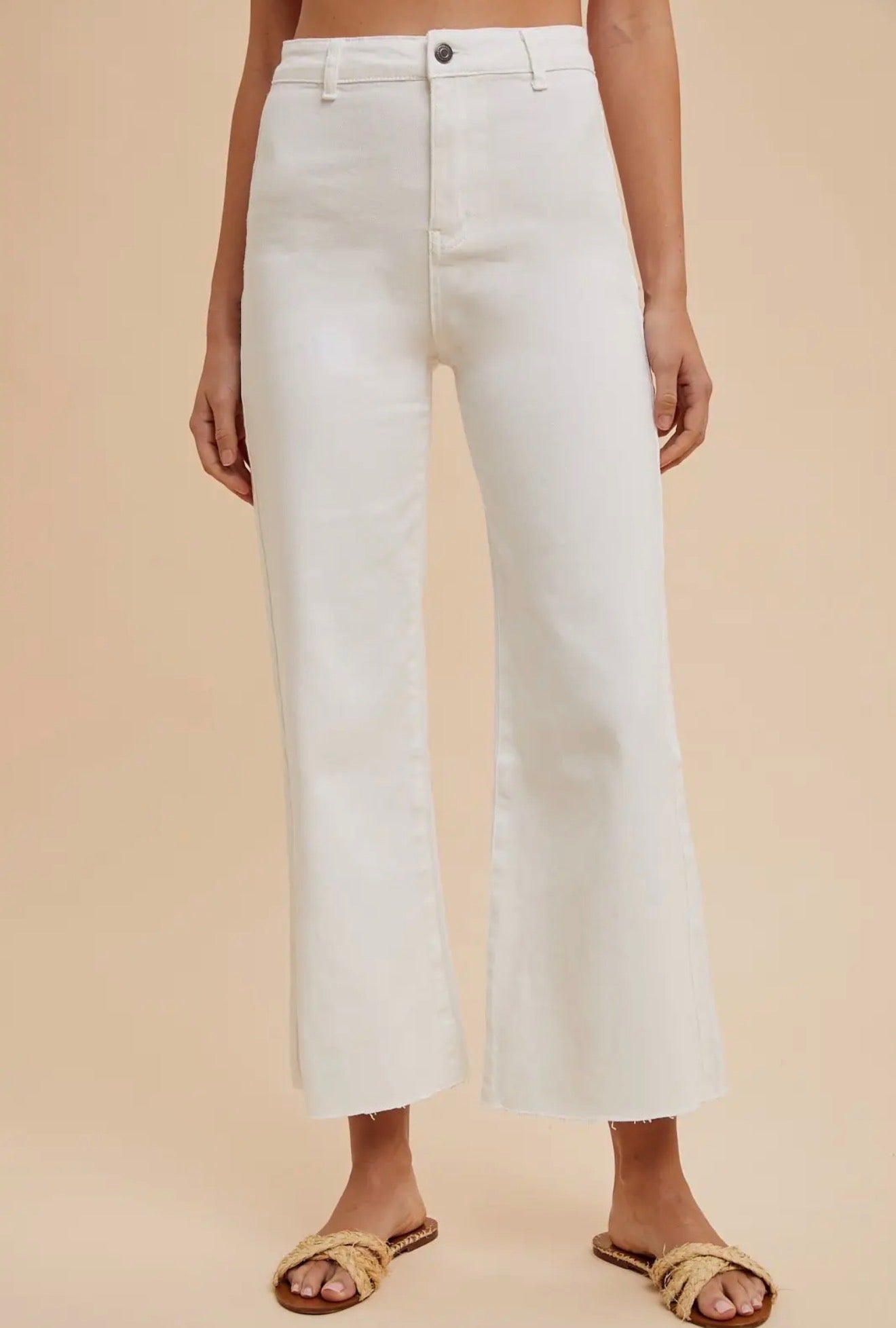 Stretched High Rise Wide Leg Cropped Denim Jean