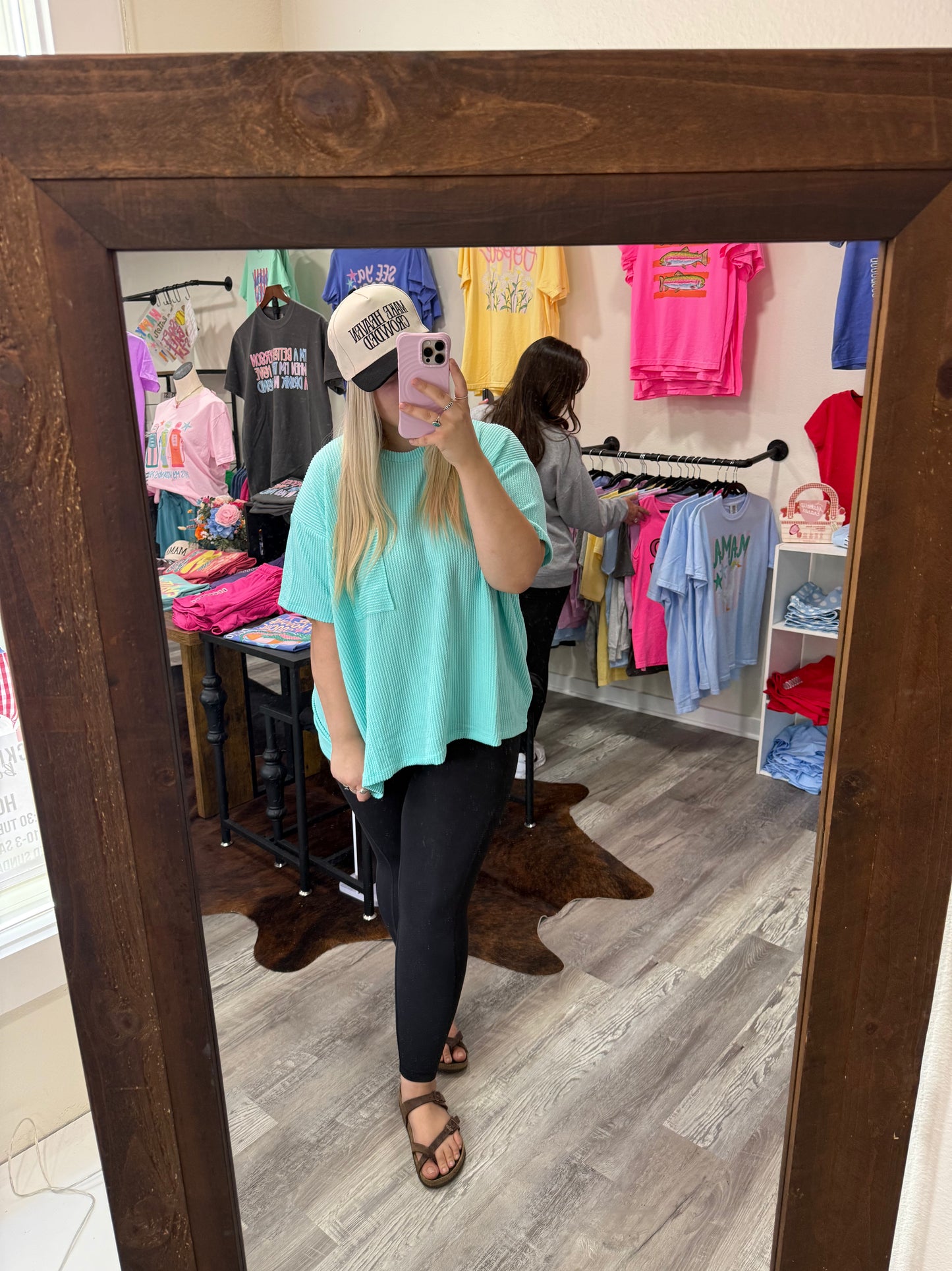 Mint Raised Rib Plus Sized T Shirt