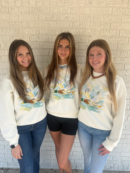 Watercolor Painted Duck MockNeck