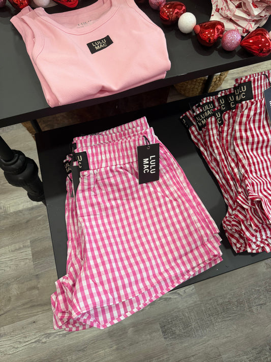 Lulu Mac Pink Gingham Boxer Shorts