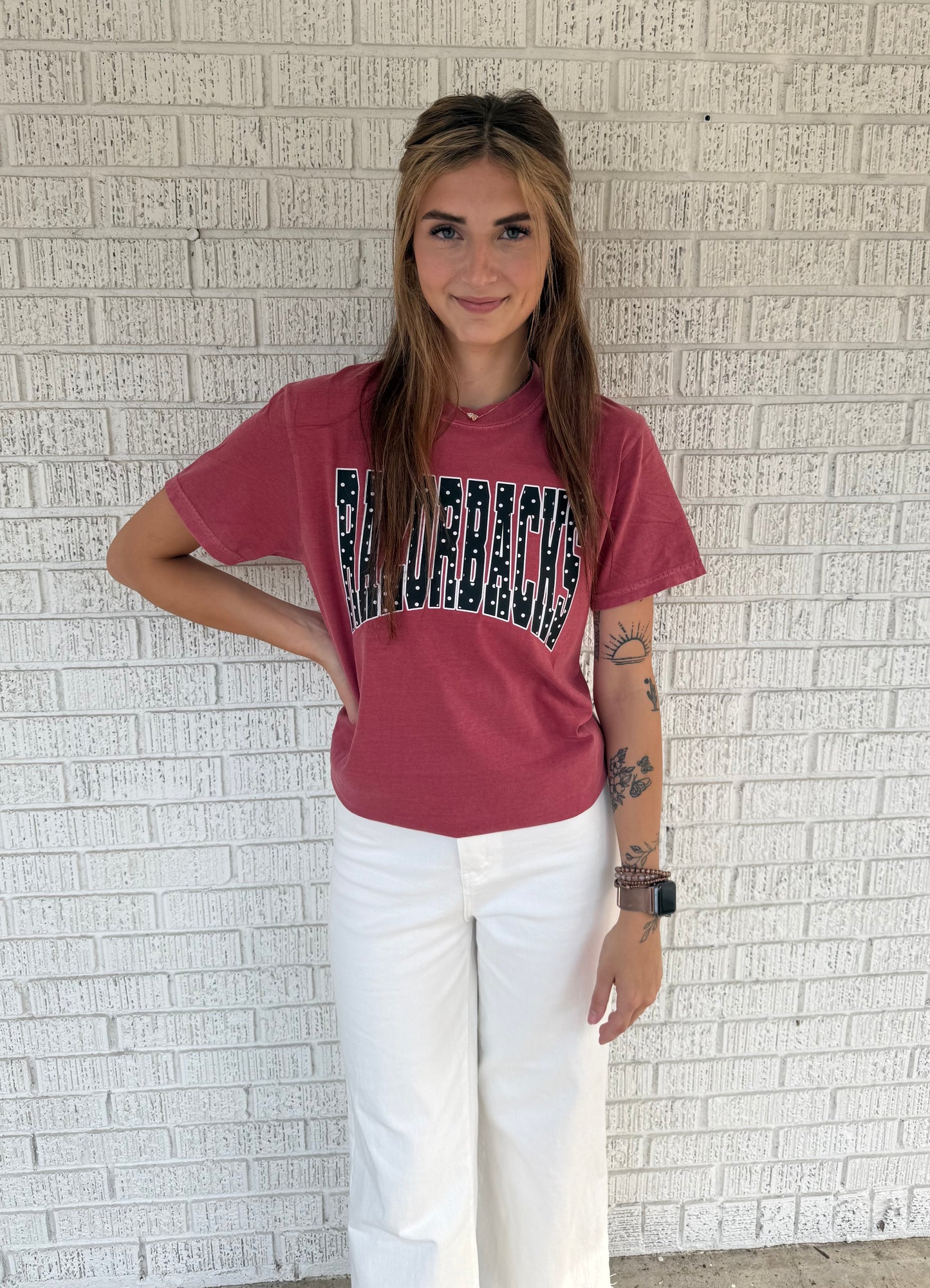 Black Polkadot Razorback Comfort Color T-shirt