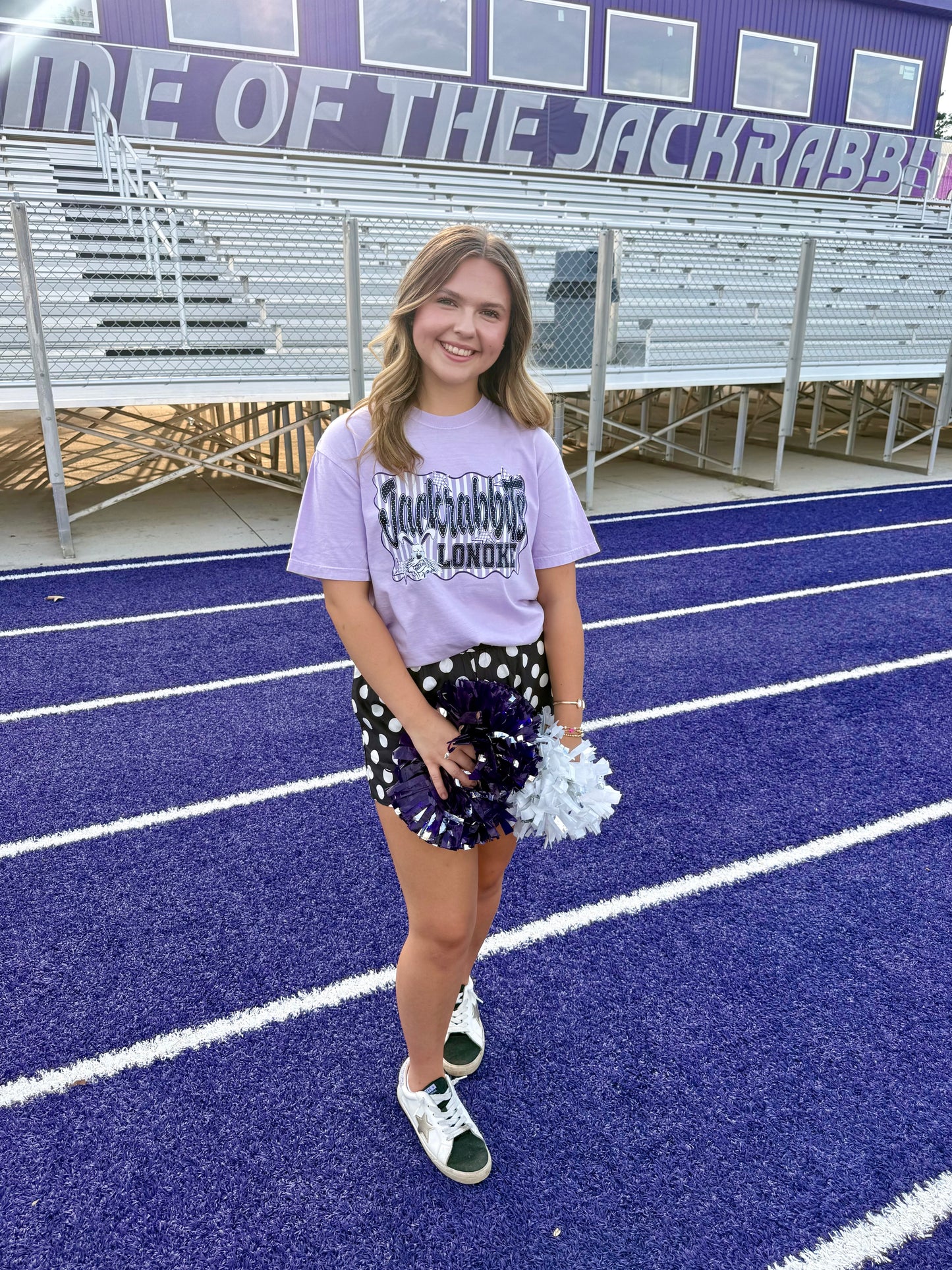 Purple & White Striped Lonoke Jackrabbits Comfort Colors T Shirt
