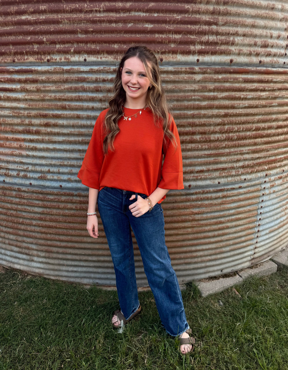 Burnt Orange 3/4 Sleeve Top