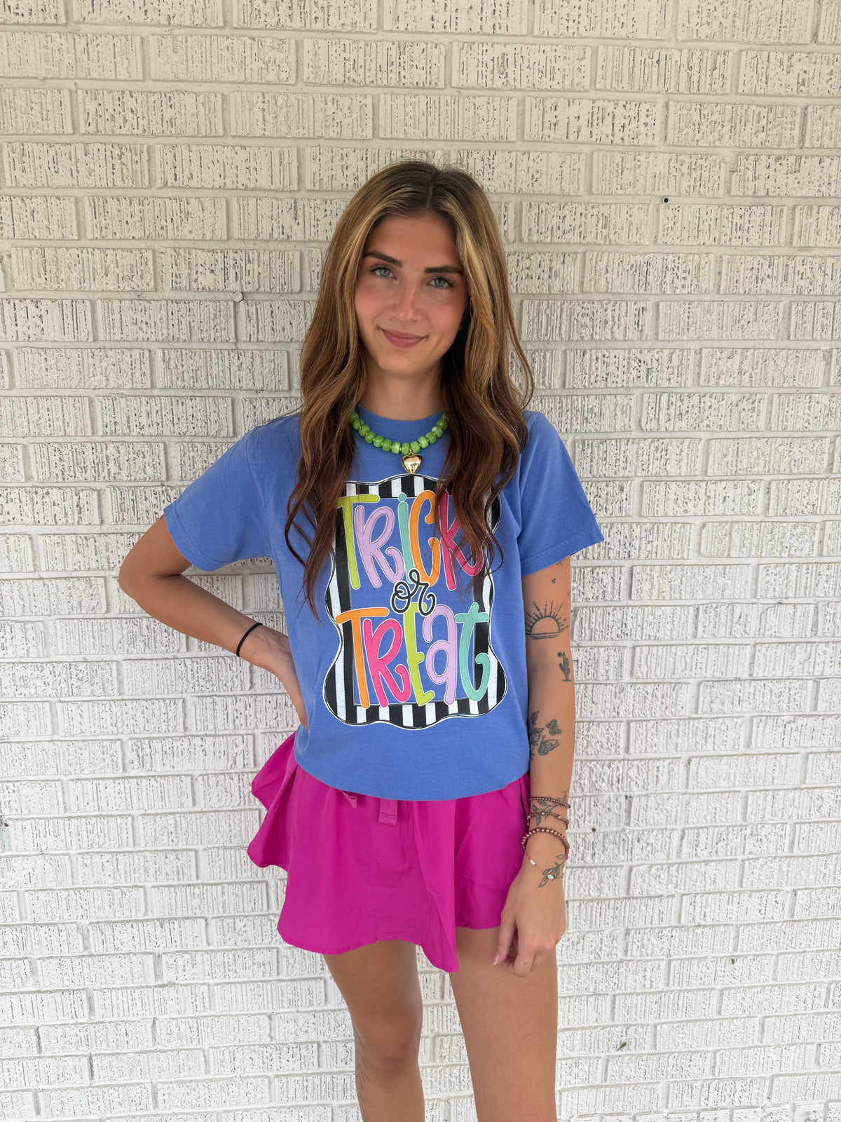 Colorful Striped Frame Trick or Treat Comfort Colors T-shirt