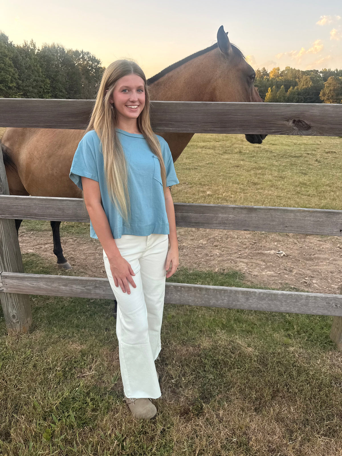 Dusty Blue Oversized Boxy Top