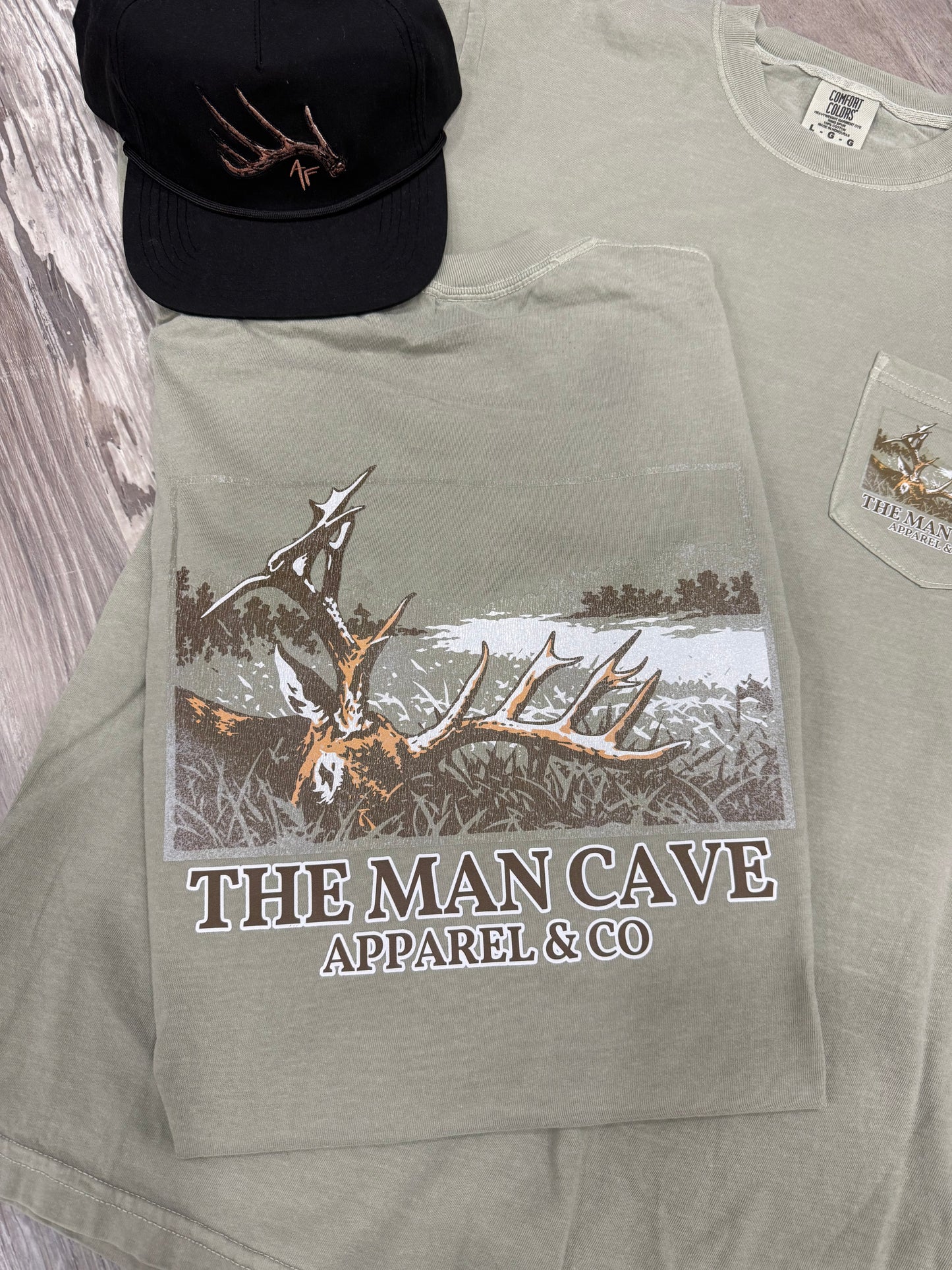 Men’s Sage Buck Down Comfort Colors T-Shirt