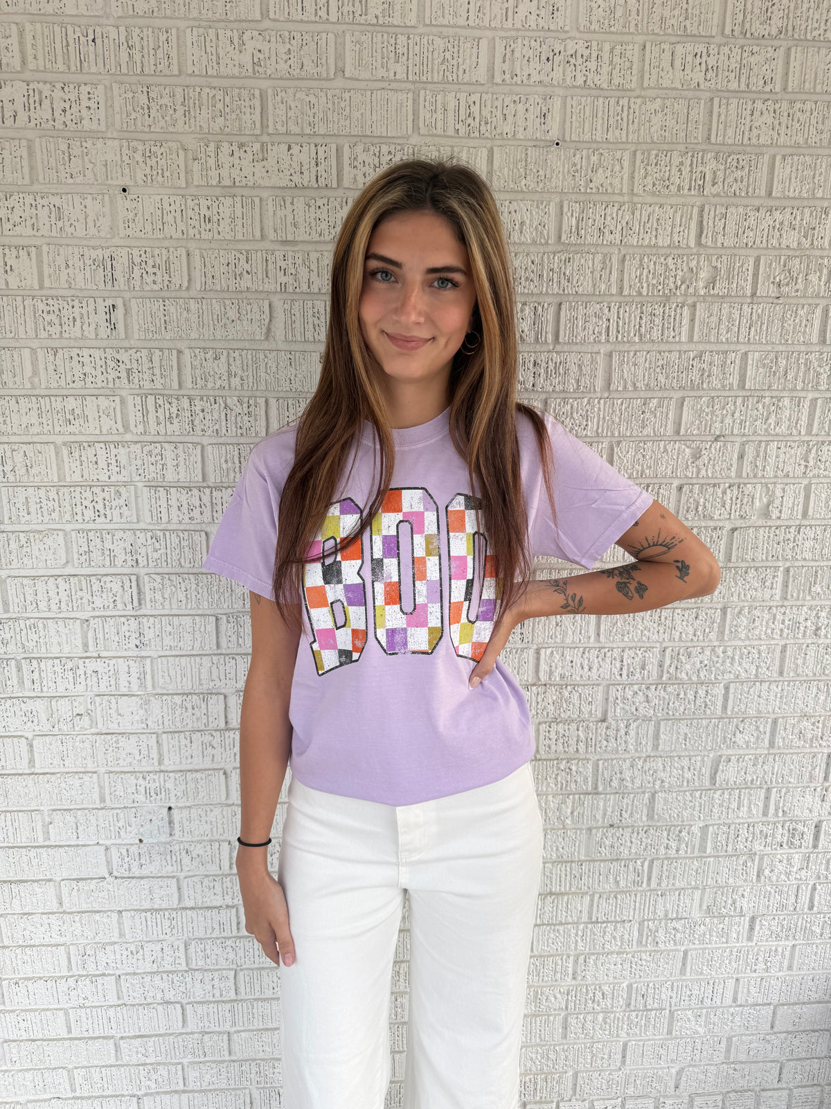 Checkered BOO Comfort Color T-Shirt