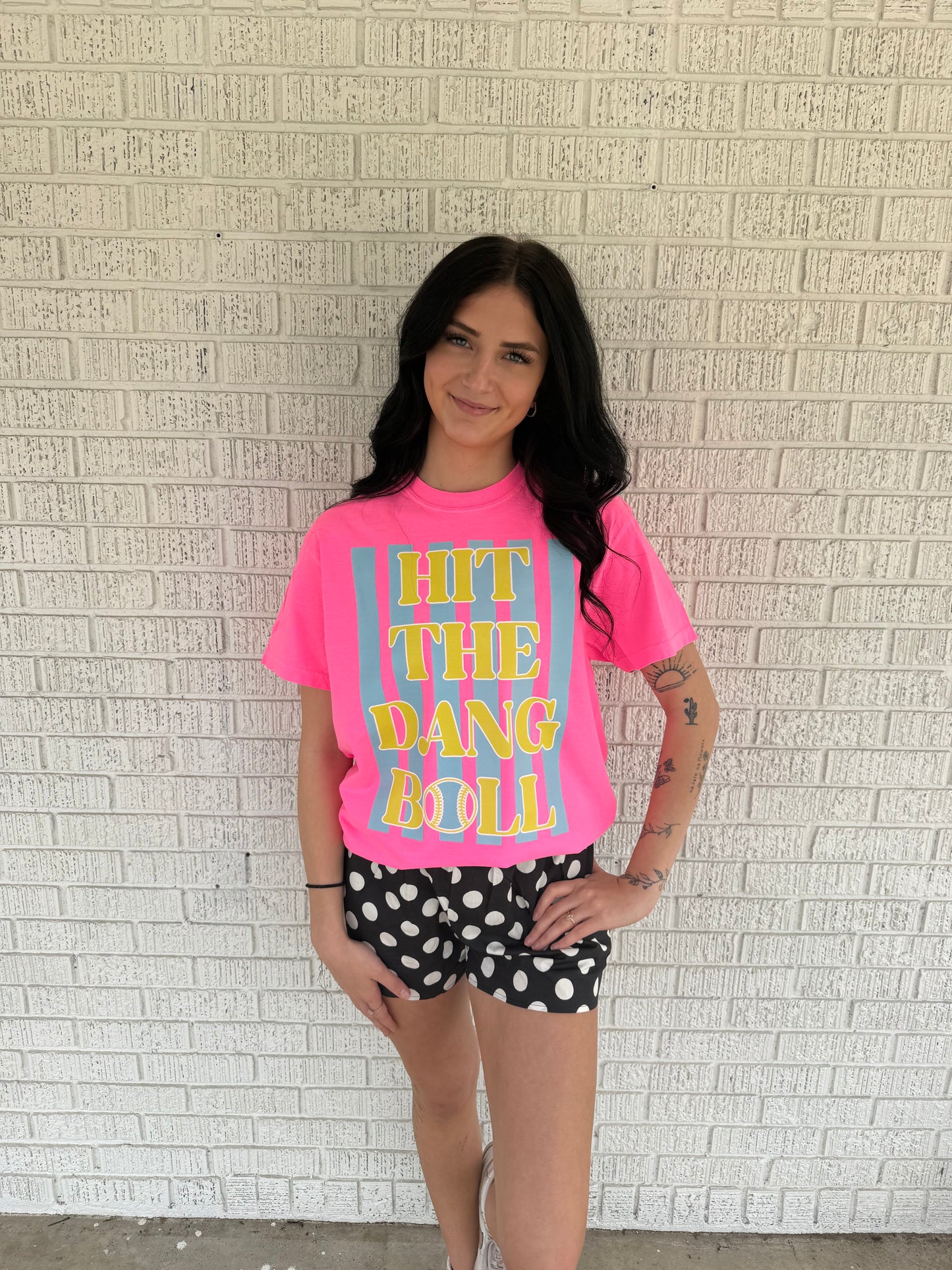 Neon Pink “Hit The Dang Ball” Comfort Color T-shirt