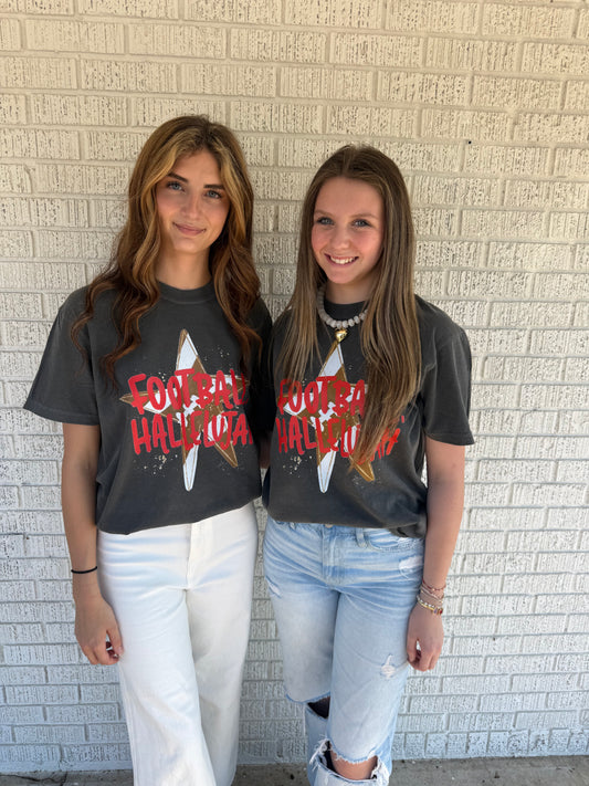 Red Football Hallelujiah Comfort Colors T-Shirt