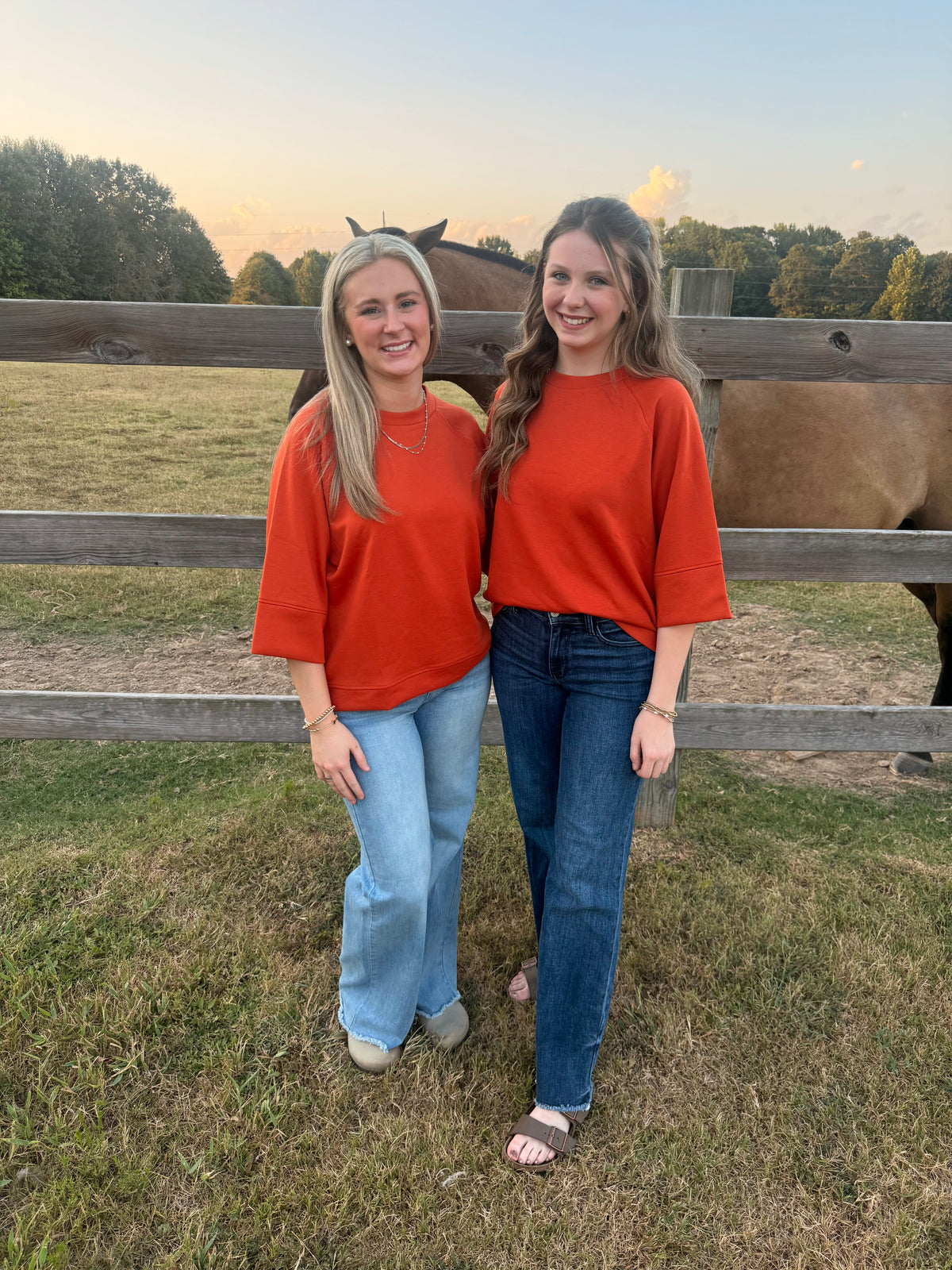 Burnt Orange 3/4 Sleeve Top