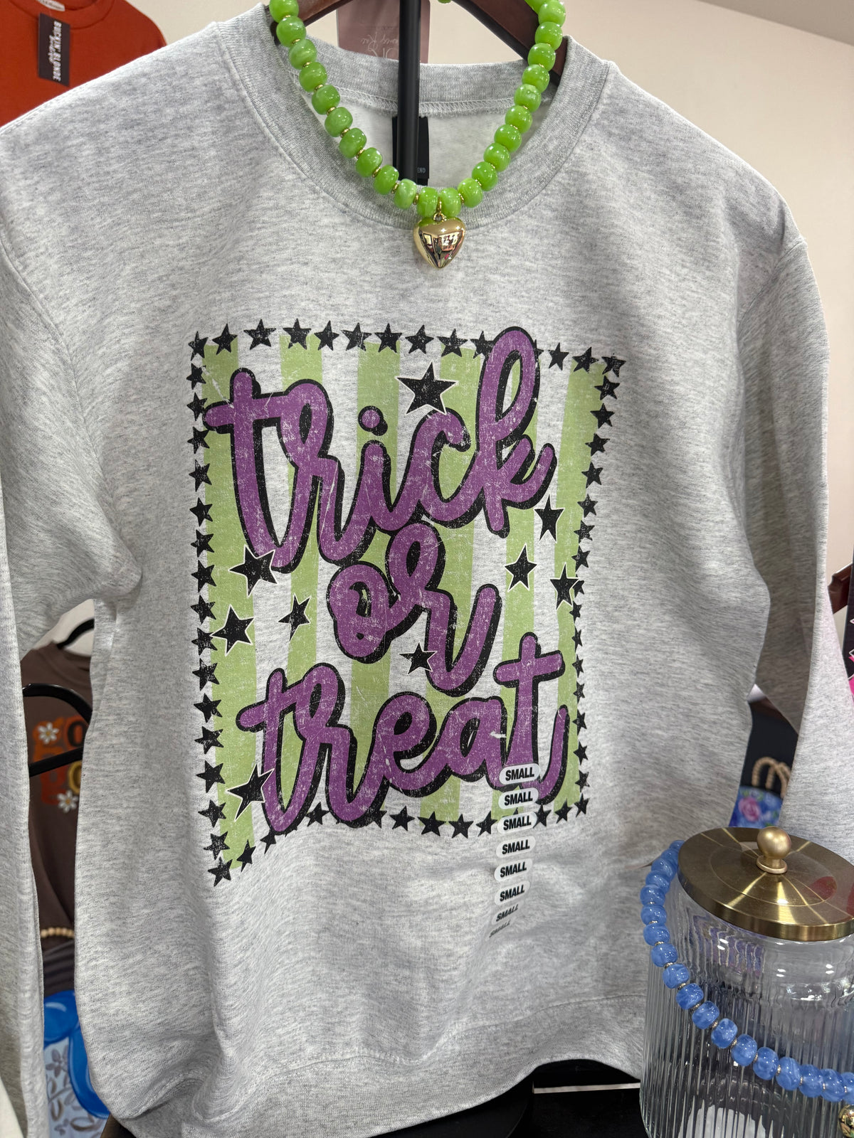 Green and Purple Stripe Trick or Treat Sweatshirt