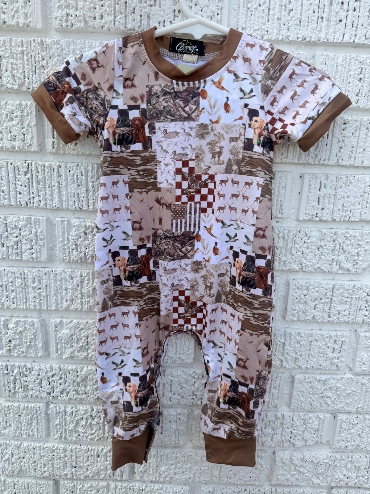 Hunting Dog Patchwork Romper