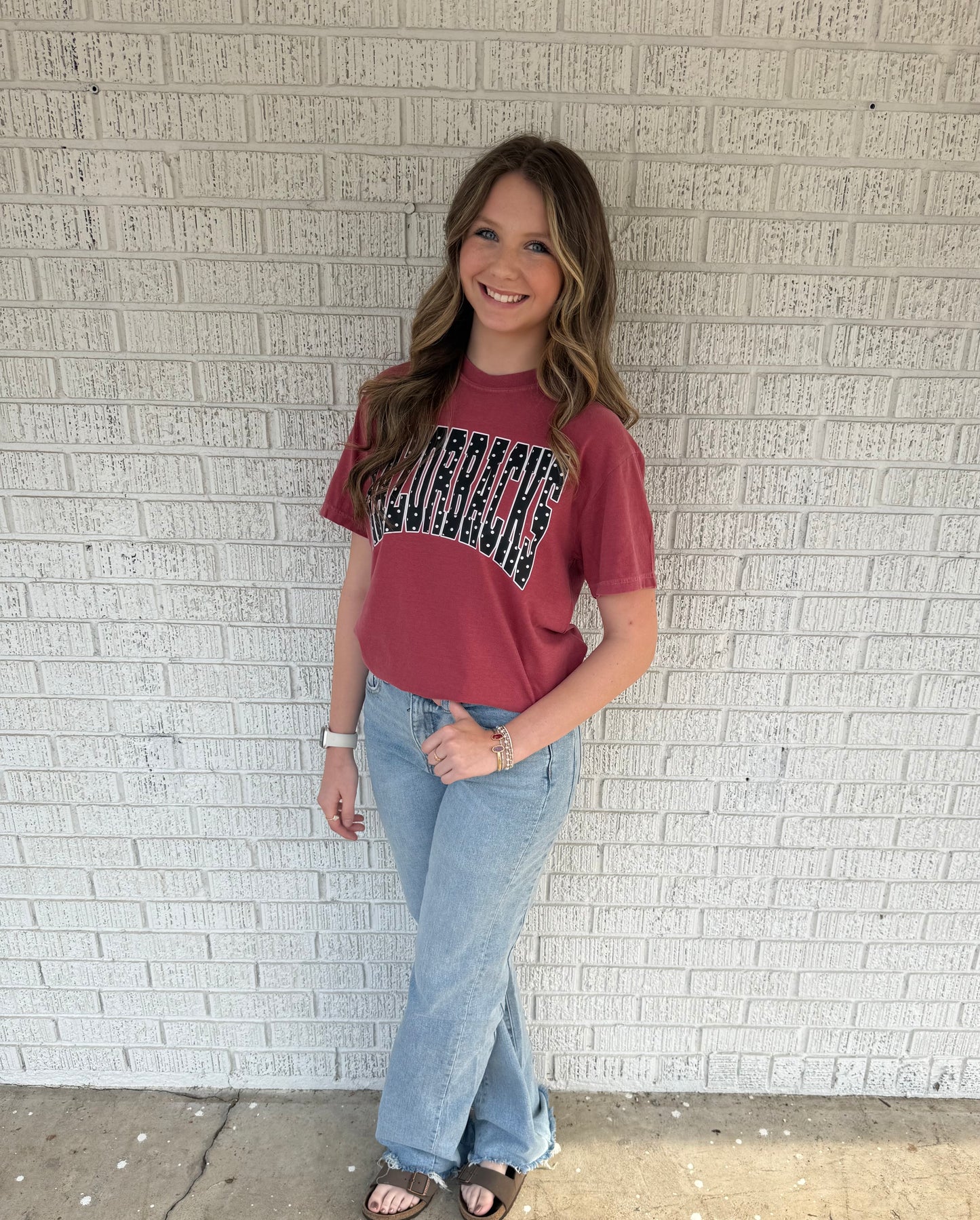 Black Polkadot Razorback Comfort Color T-shirt