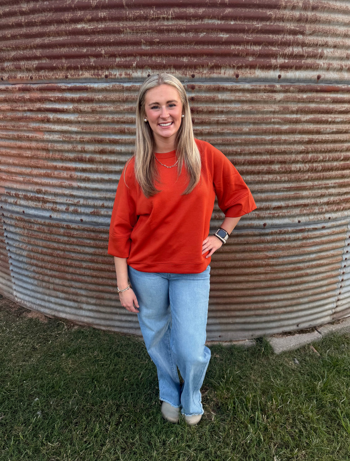 Burnt Orange 3/4 Sleeve Top