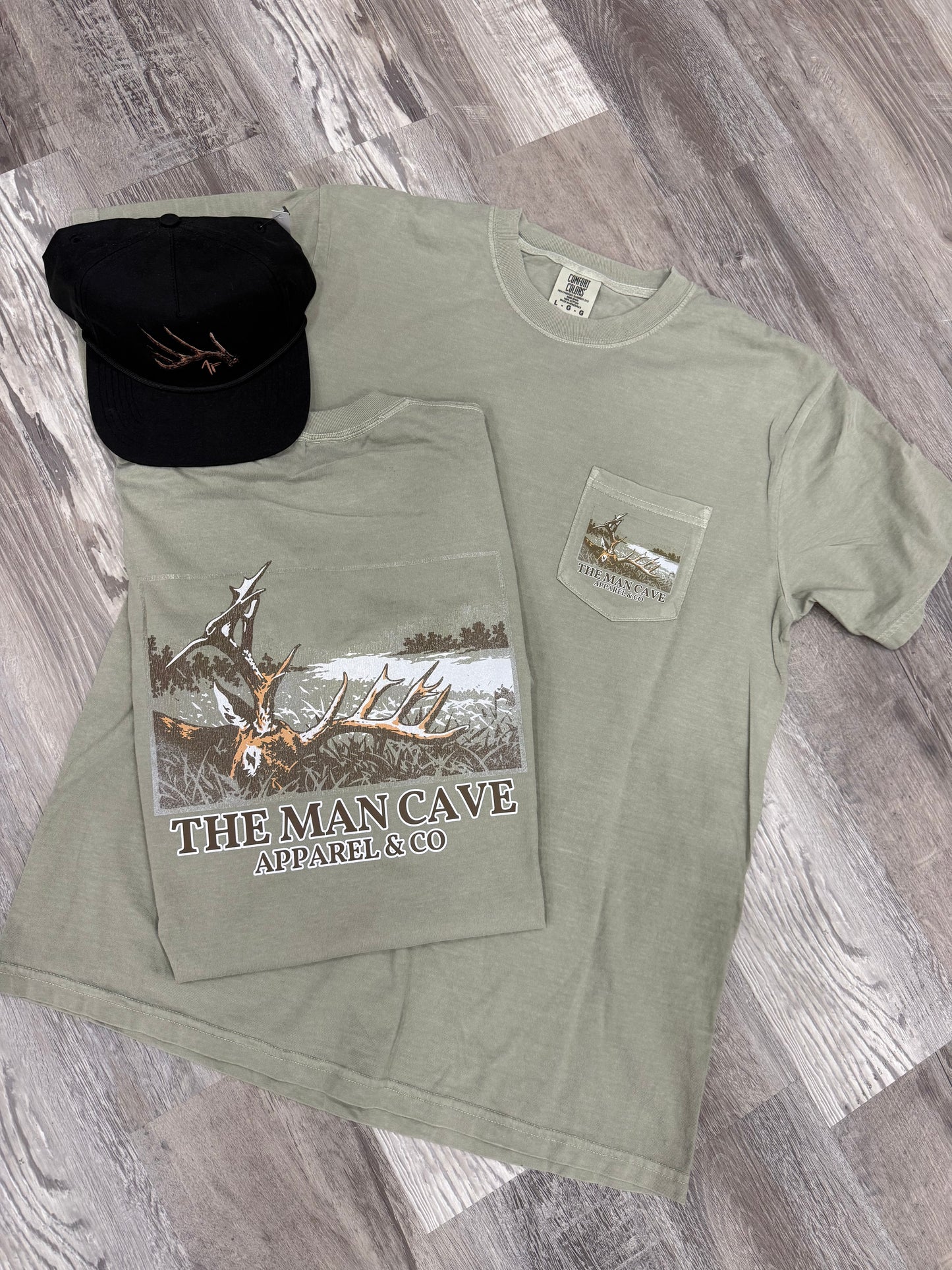 Men’s Sage Buck Down Comfort Colors T-Shirt