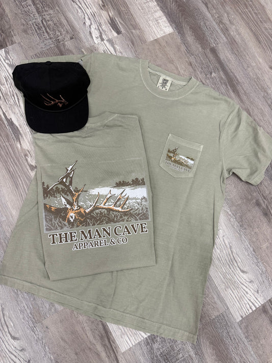 Men’s Sage Buck Down Comfort Colors T-Shirt