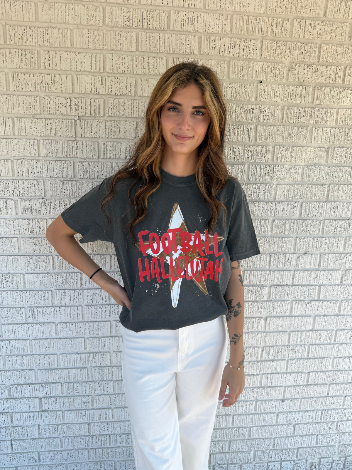 Red Football Hallelujiah Comfort Colors T-Shirt
