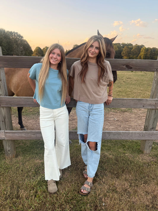 Dusty Blue Oversized Boxy Top