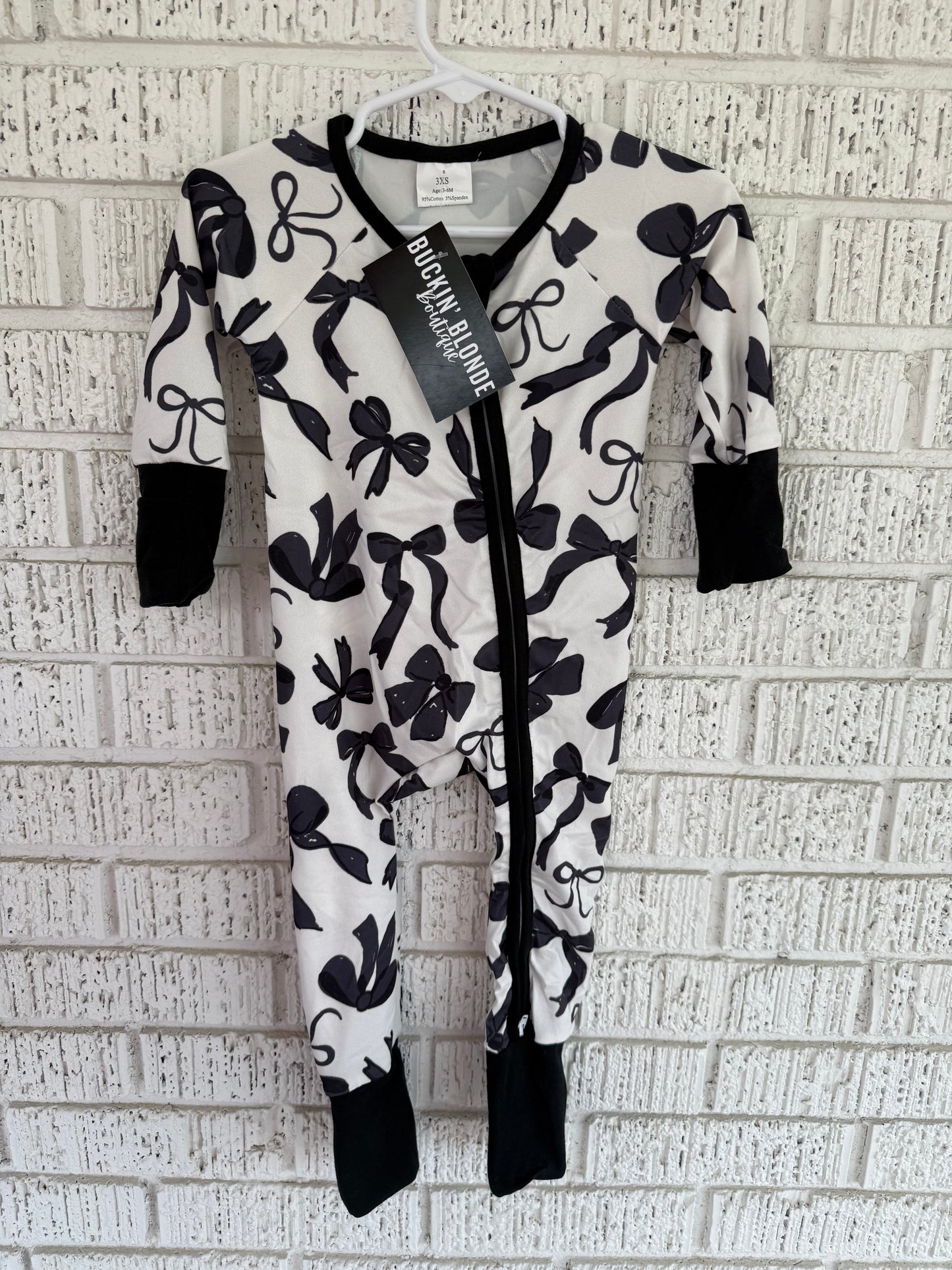 Baby Girls Black Bow Sleeper