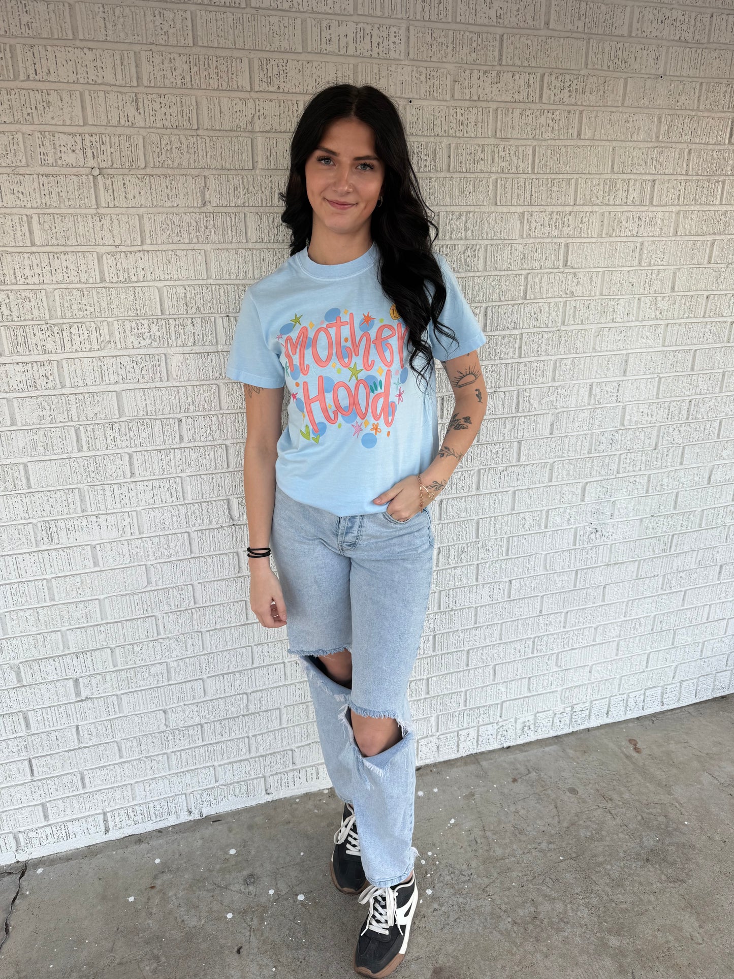 “Mother Hood” Baby Blue Comfort Color T-shirt