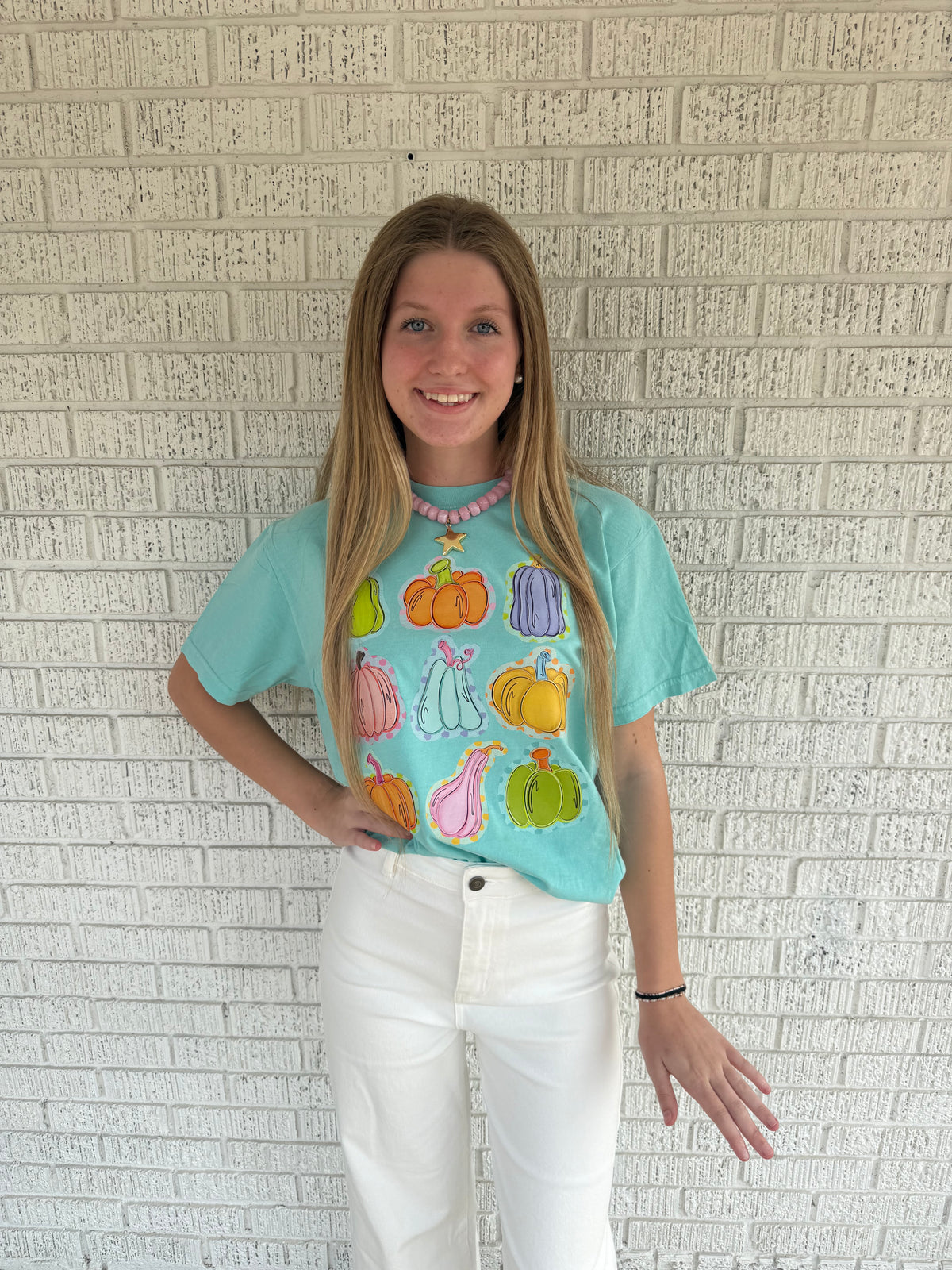 Colorful Pumpkins On Chalky Mint Comfort Colors T-shirt
