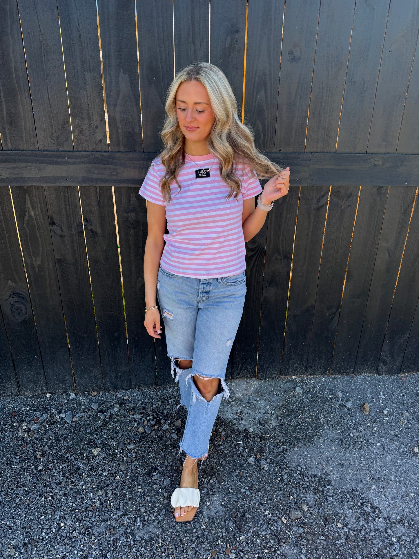 Lulu Mac Pink Striped Baby Doll Tee