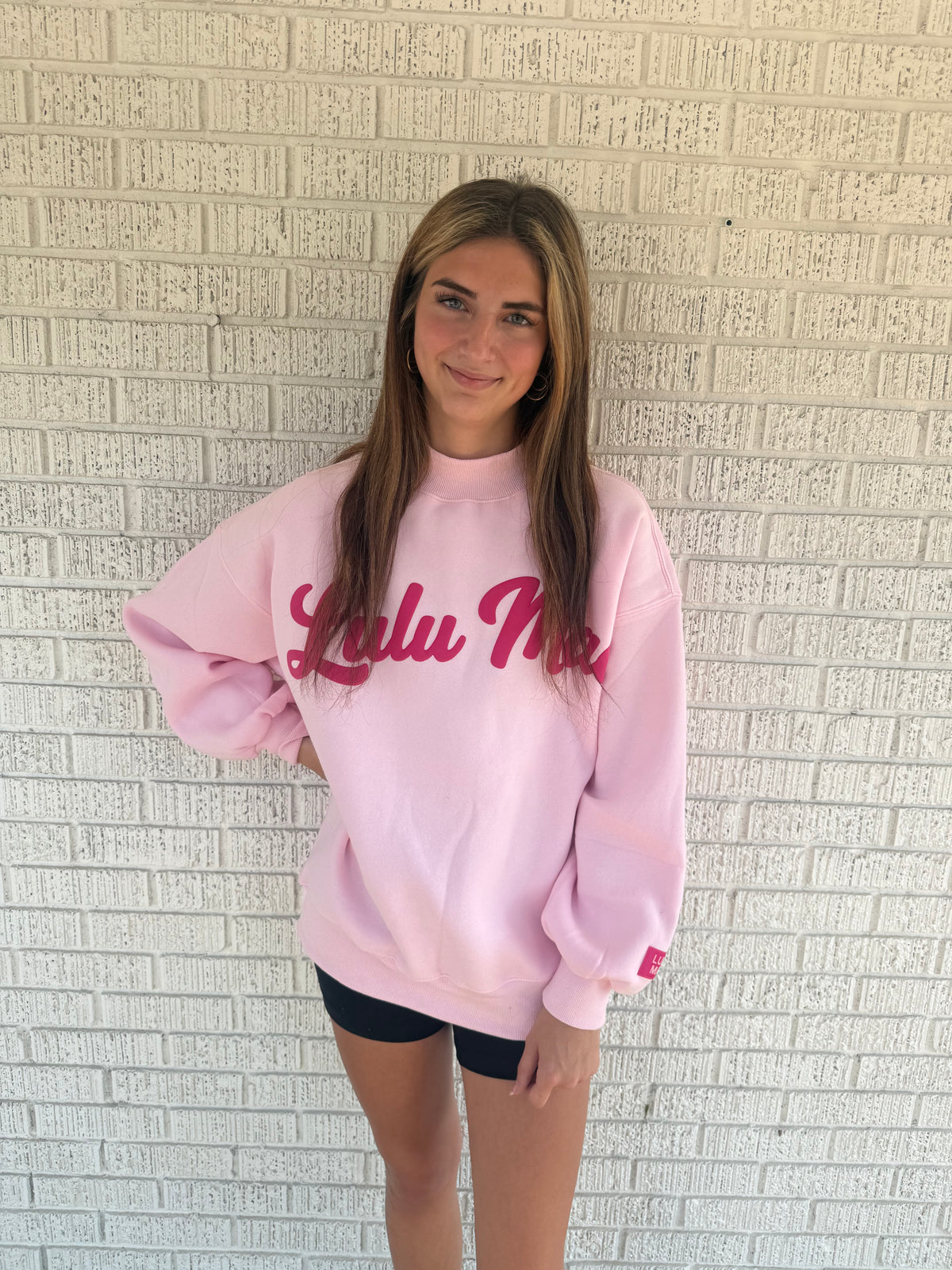 Lulu Mac Pink Puff Script MockNeck