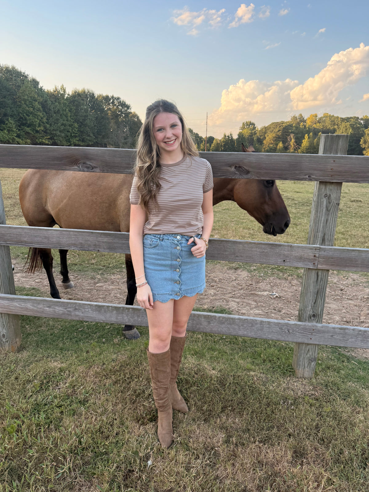 Mocha Stripped Baby Tee