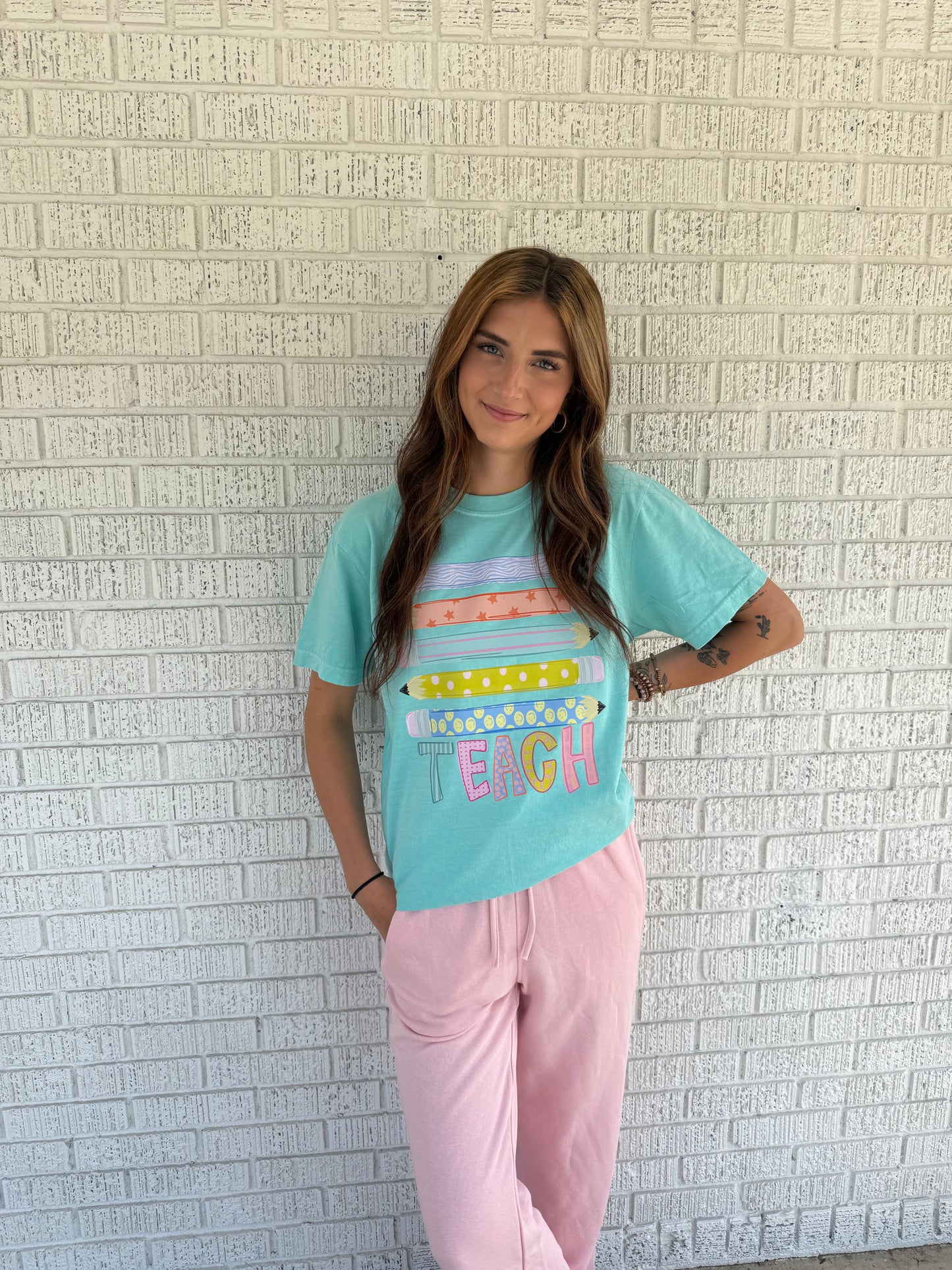 Chalky Mint Pencil Teach Comfort Colors T-Shirt