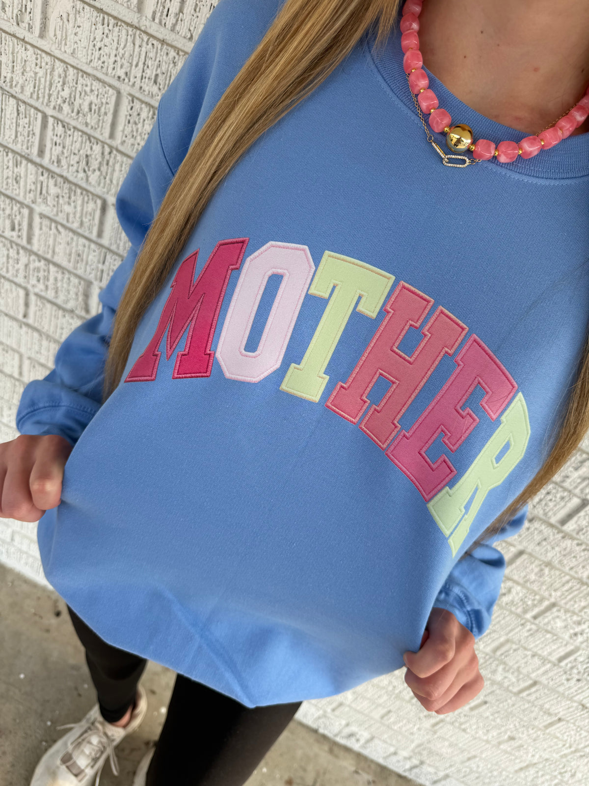 Faux Embroidered Mother Gilden Sweatshirt