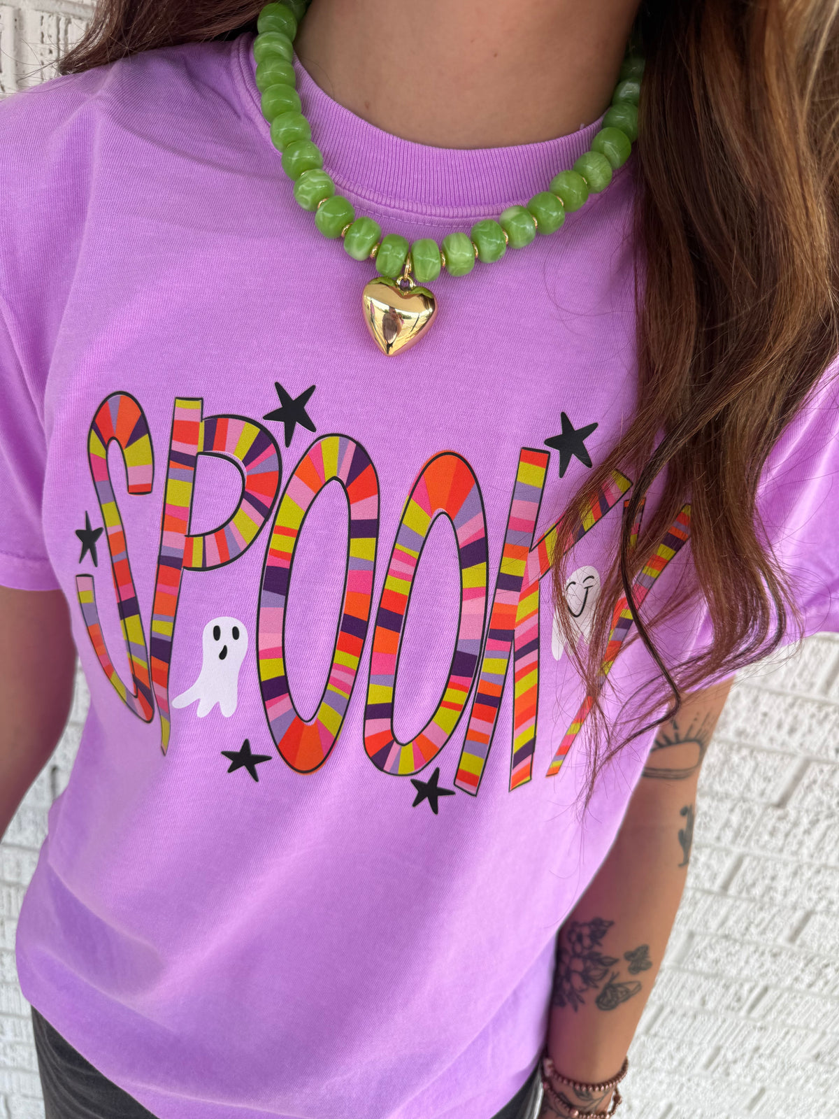 Spooky Striped Neon Violet Comfort Color T-Shirt