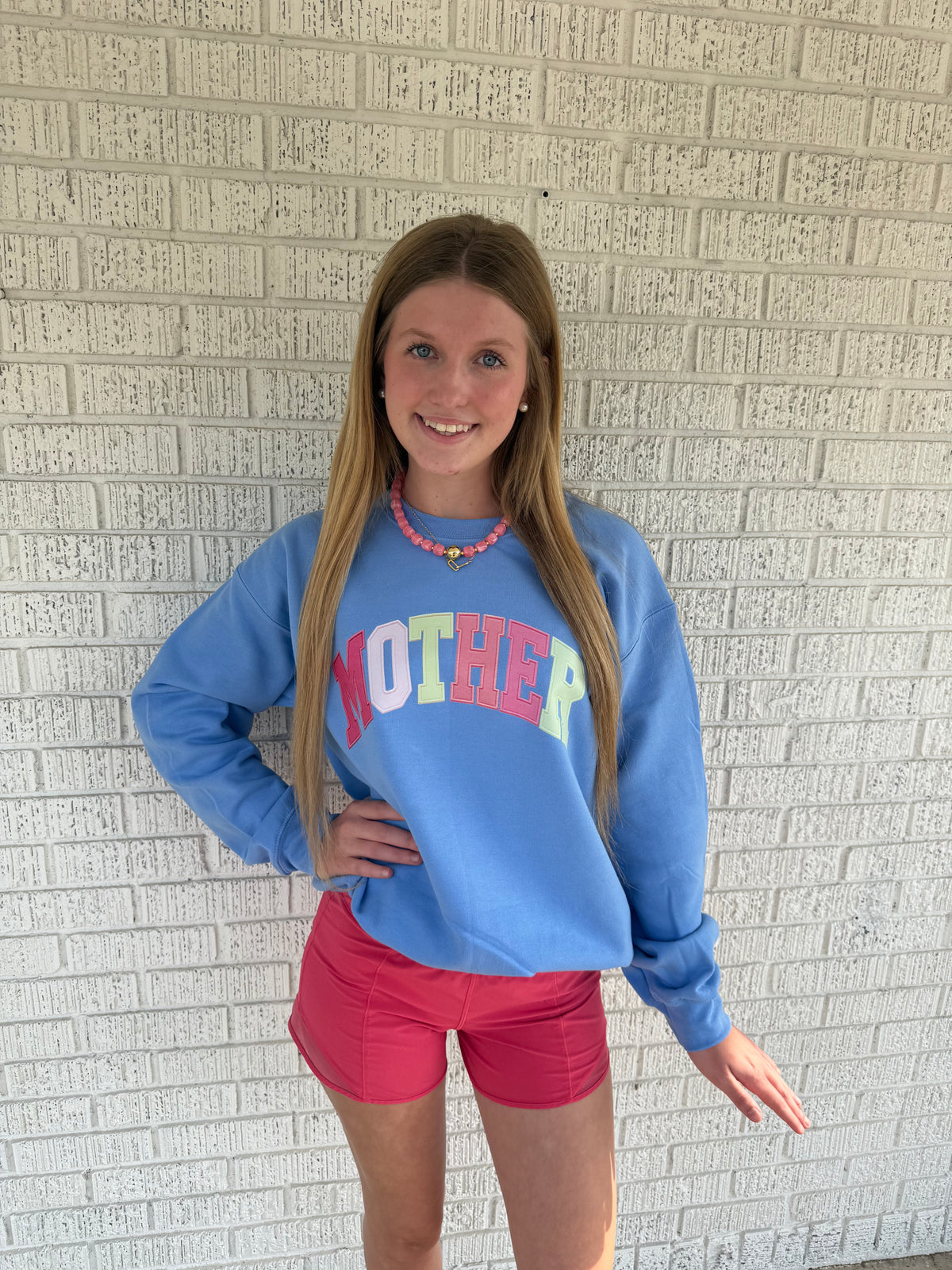 Faux Embroidered Mother Gilden Sweatshirt