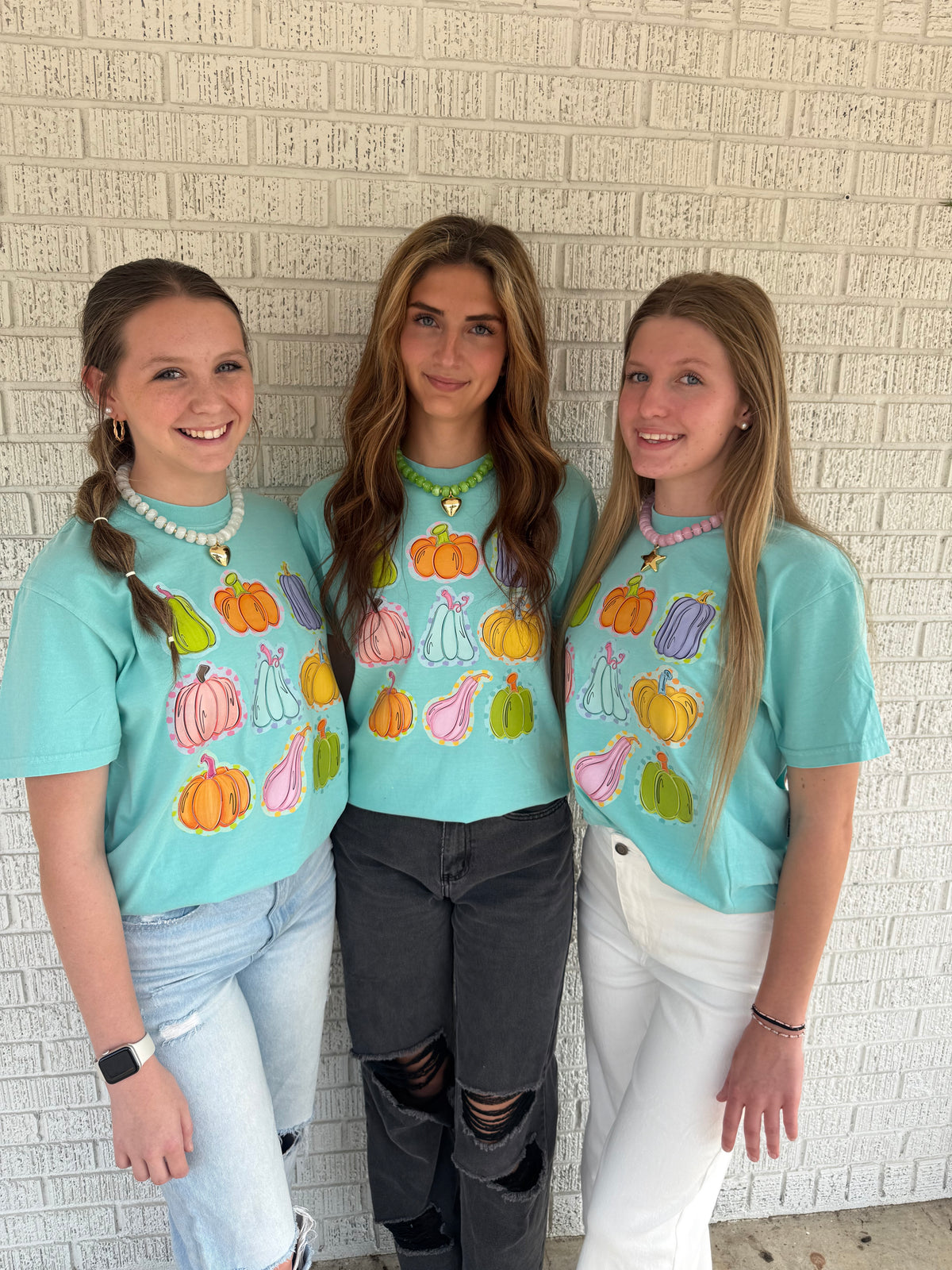 Colorful Pumpkins On Chalky Mint Comfort Colors T-shirt