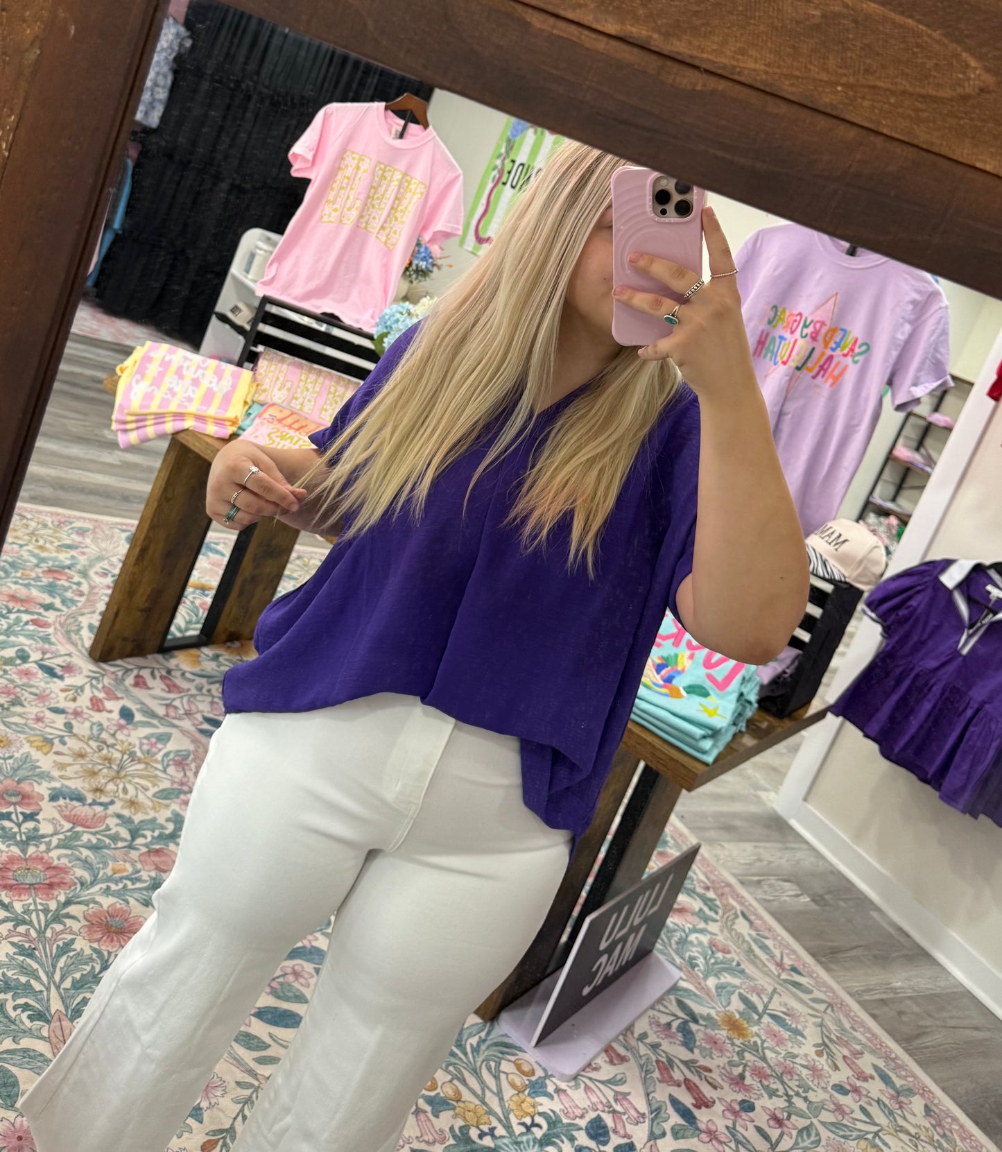 Plus Sized Purple V Neck Flowy Top